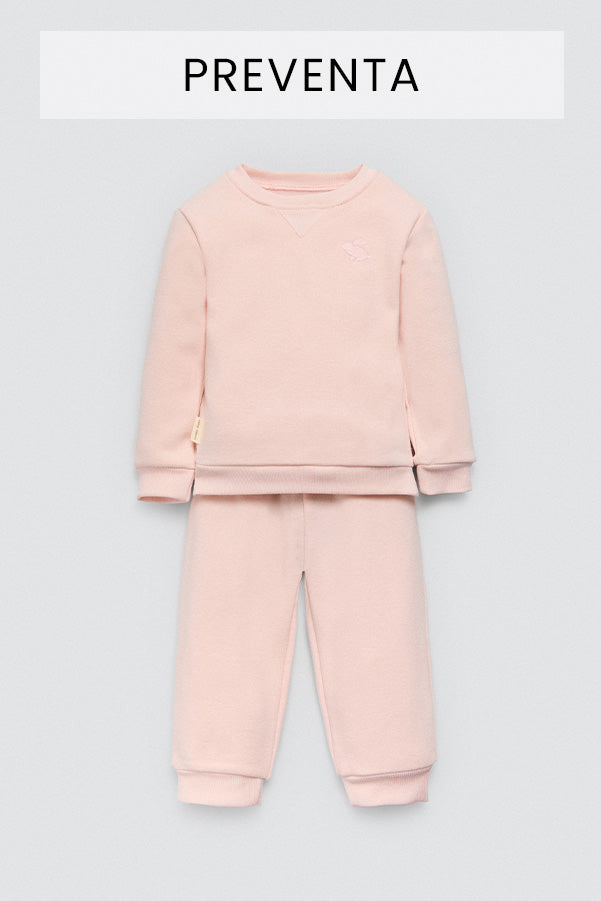 PREVENTA Conjunto bebé básico sudadera y jogger rosa