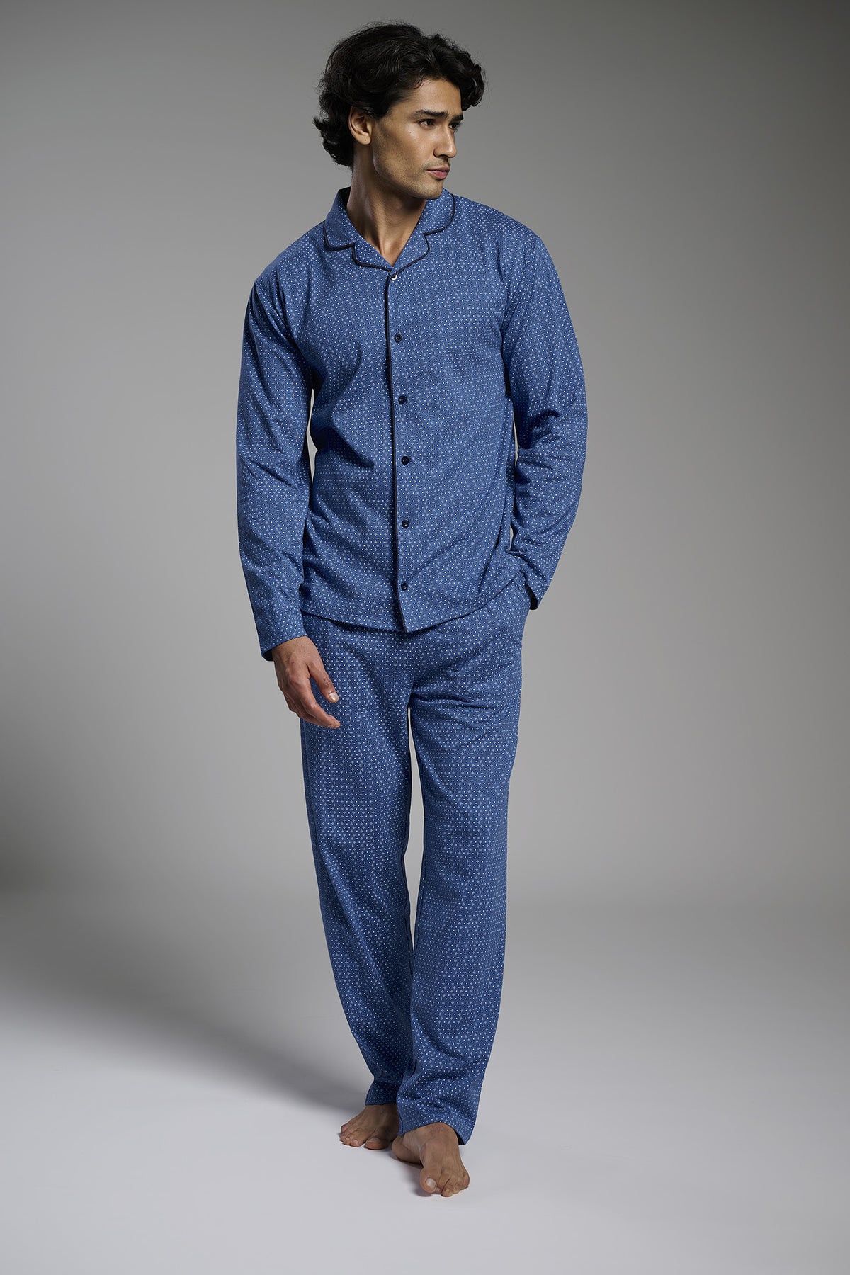 Pijama camisero largo hombre algodón estampado