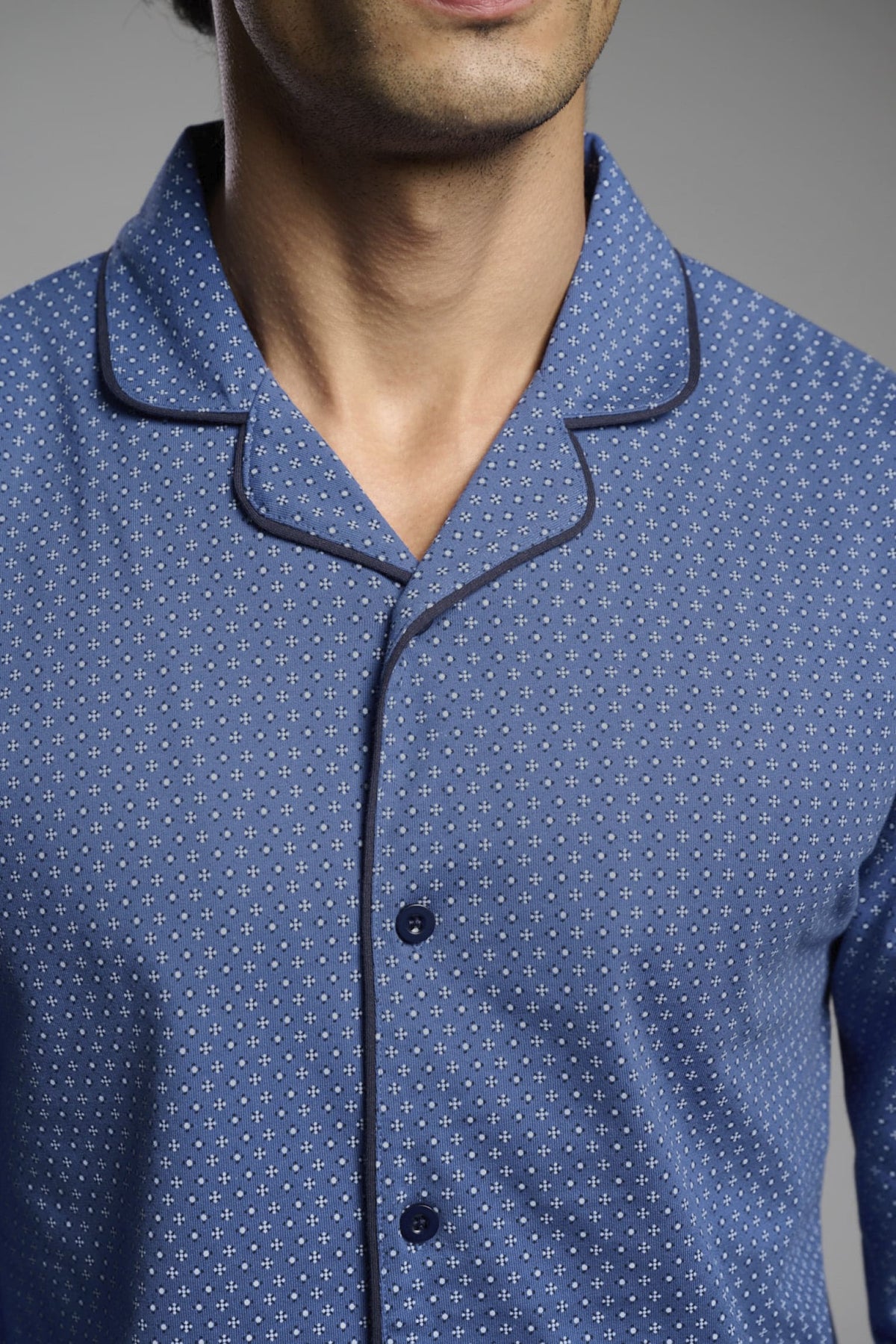 Pijama camisero largo hombre algodón estampado