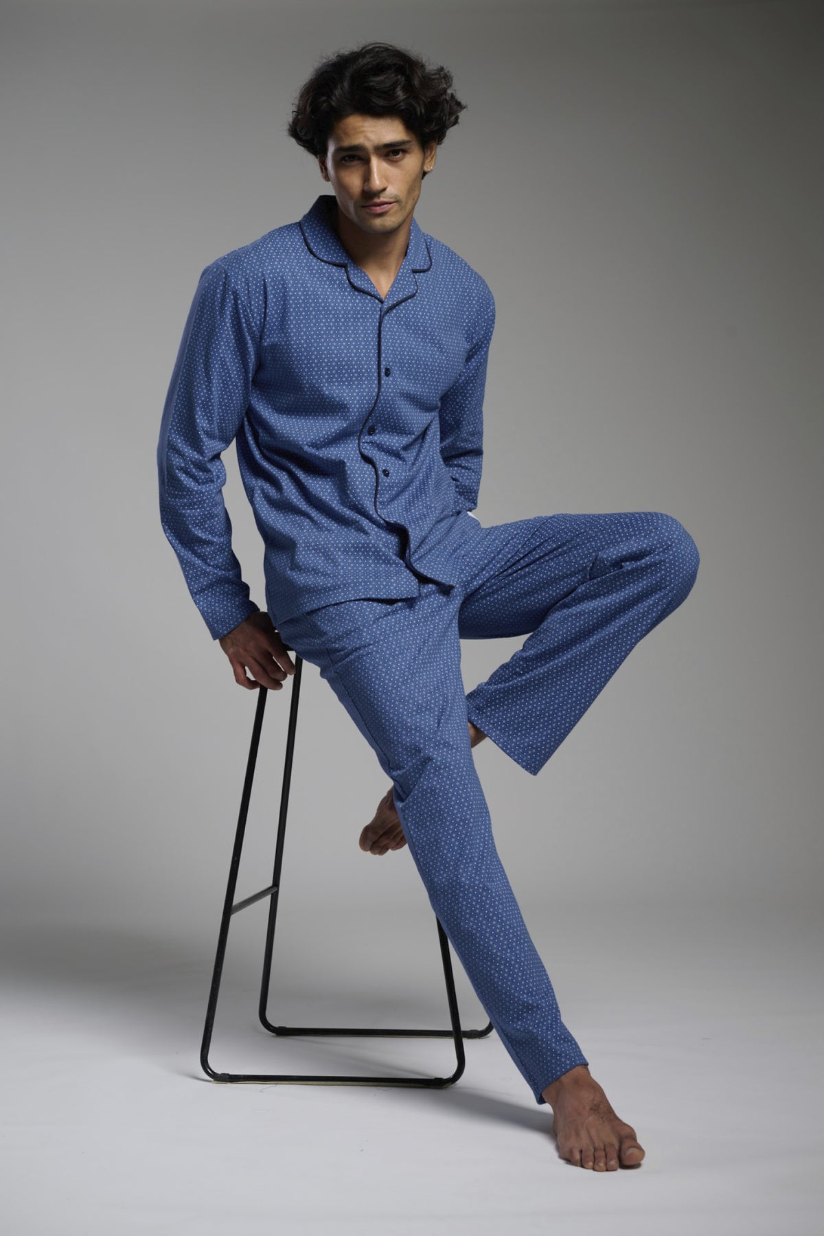 Pijama camisero largo hombre algodón estampado