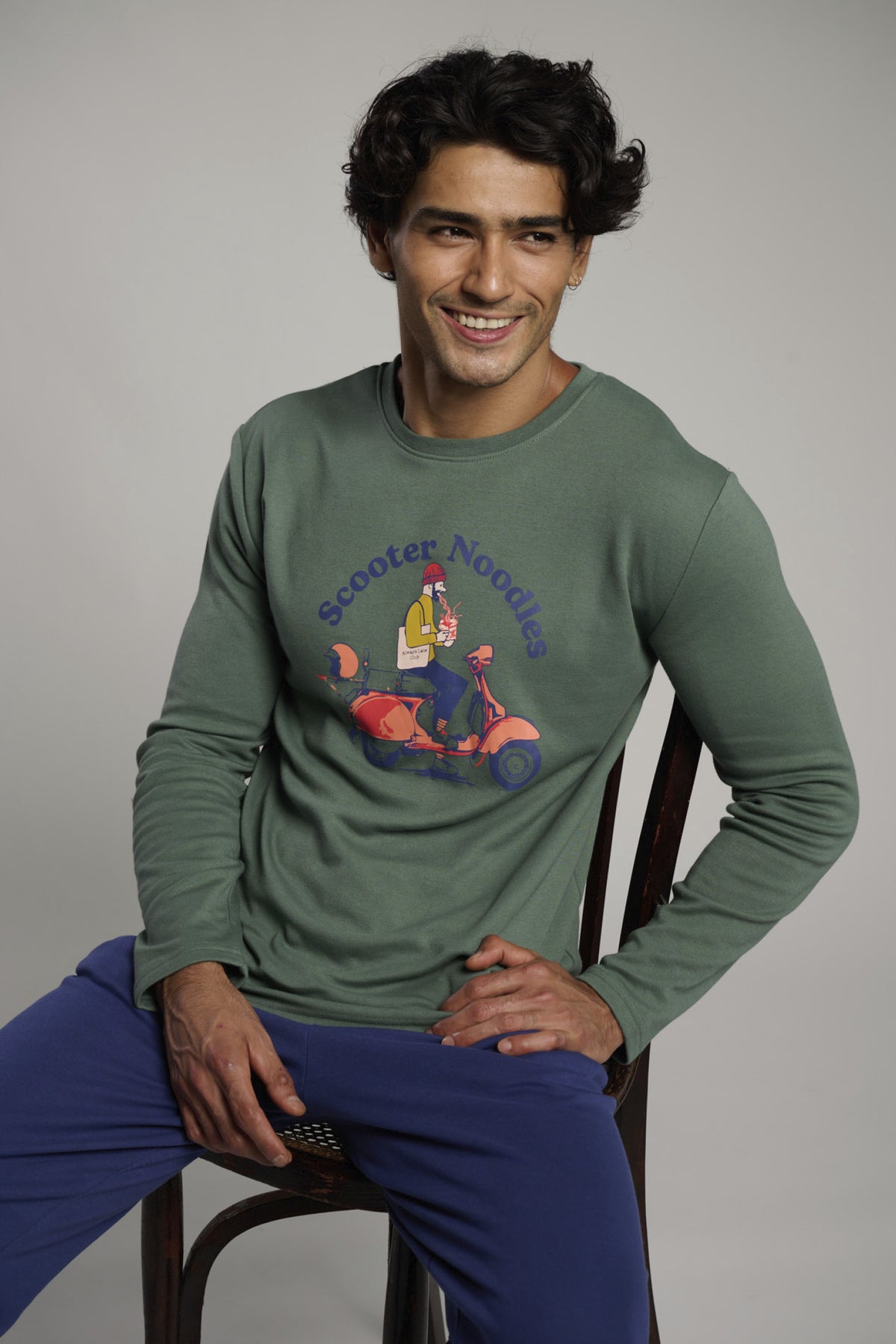 Pijama largo hombre afelpado estampado Scooter Noodles