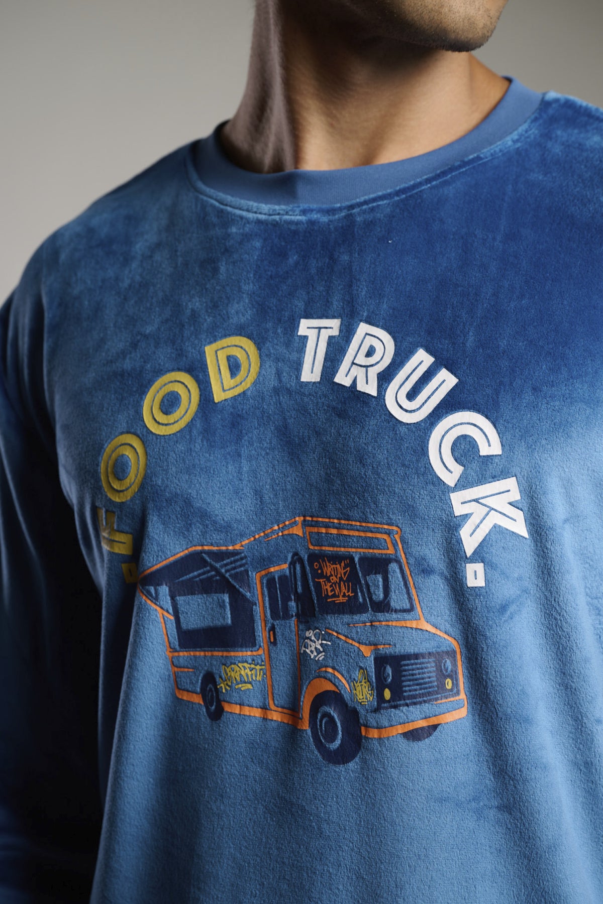 Pijama largo de hombre de terciopelo estampado Food Truck
