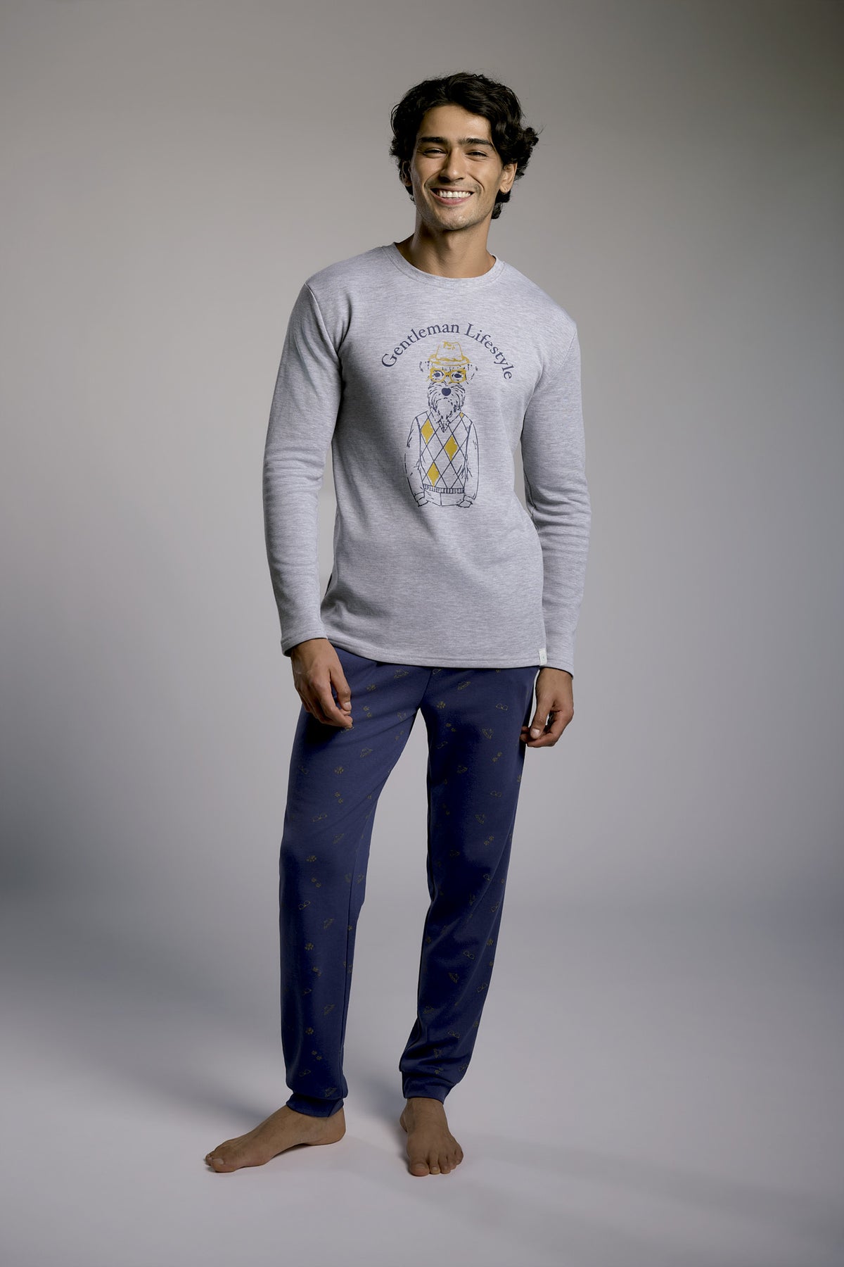 Pijama largo hombre afelpado estampado Gentleman Lifestyle