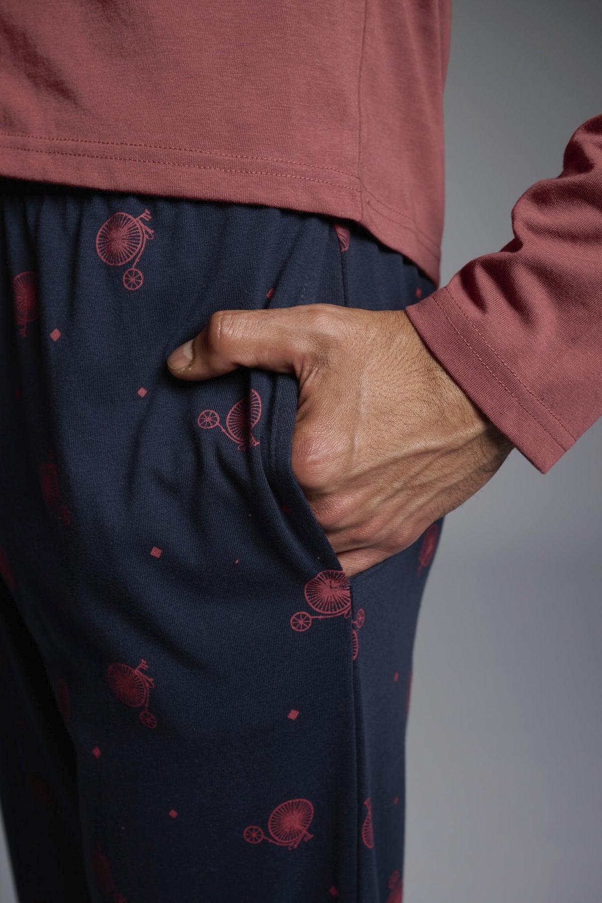 Pijama largo algodón hombre estampado Gentleman Bicicle Look