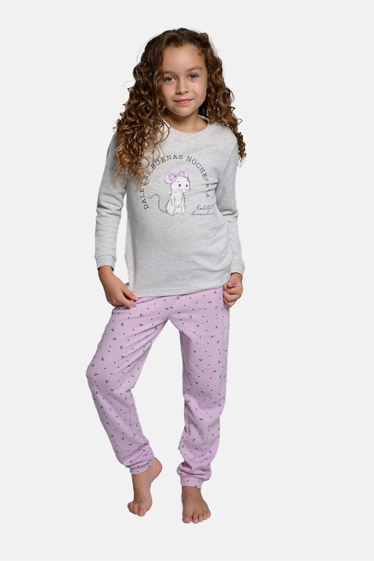 Pijama largo niña afelpado estampado ratita dormilona