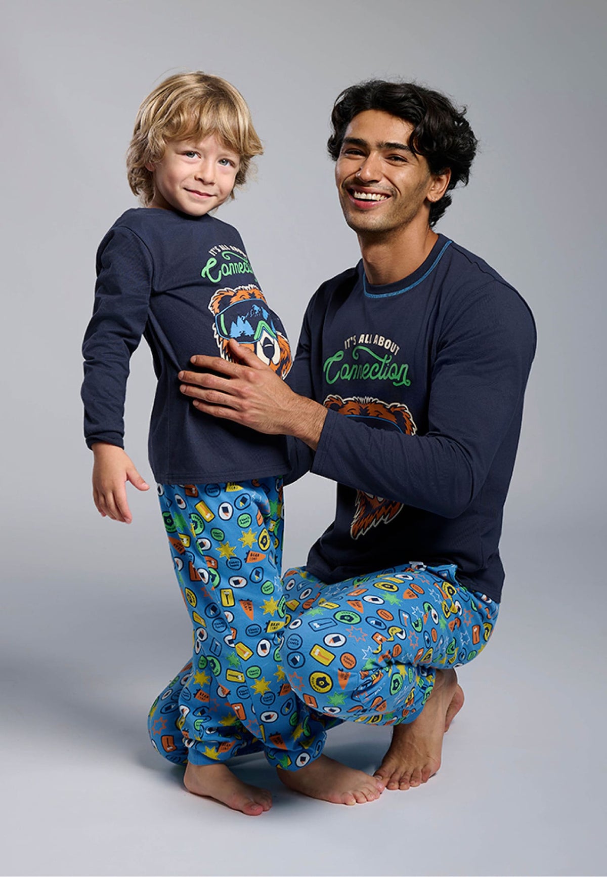Pijama largo niño algodón It's all about connection estampado oso