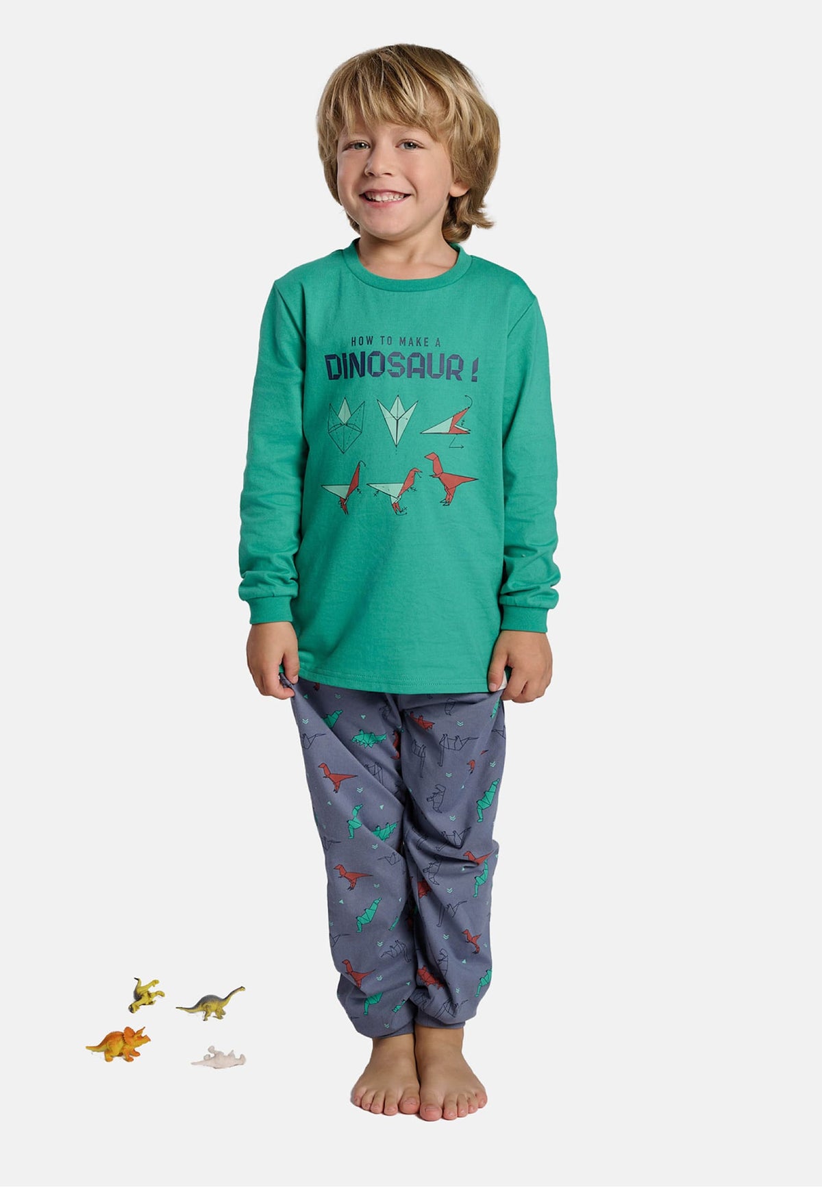Pijama largo niño algodón How to make a dinosaur estampado dinosaurios