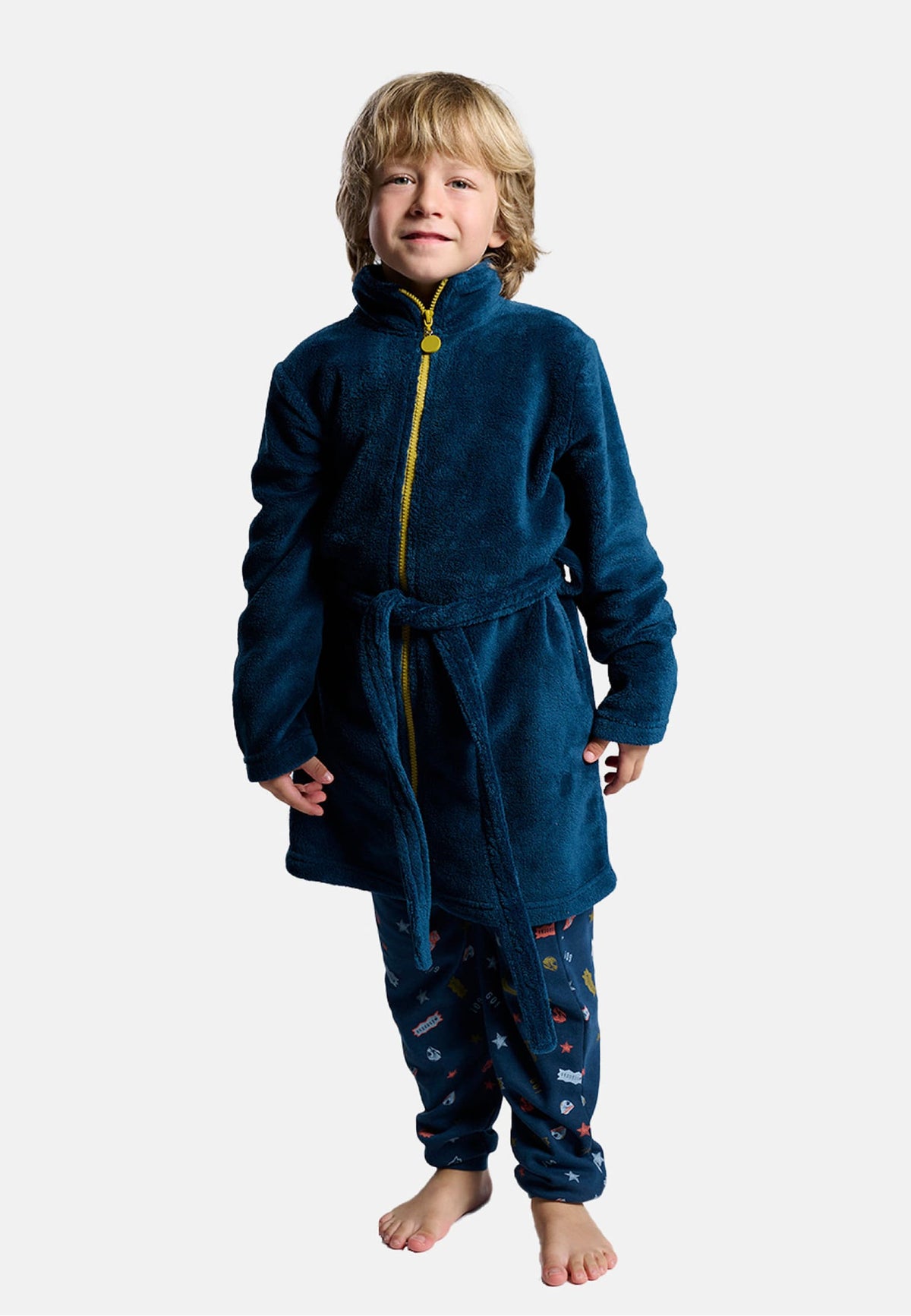 Bata infantil polar coralina niño cremallera en contraste