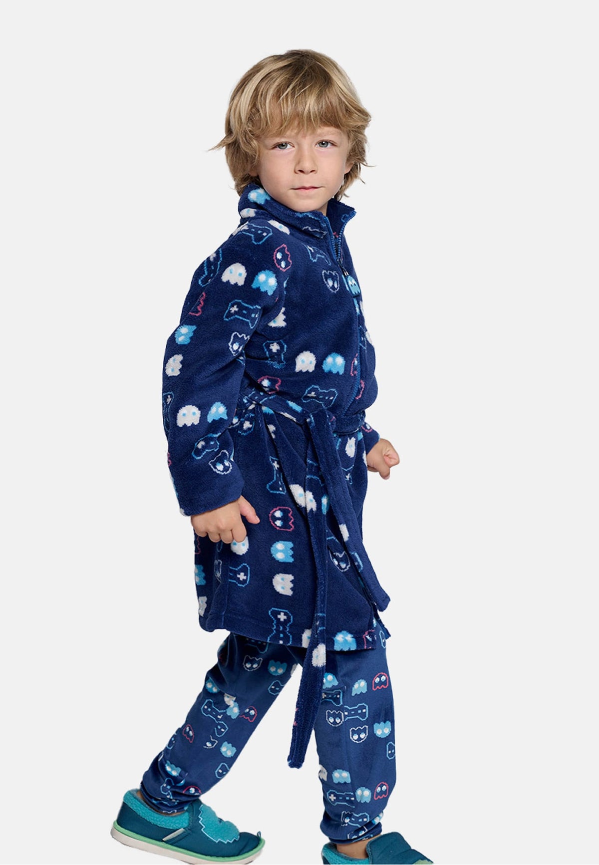 Bata infantil polar coralina niño estampado gamer