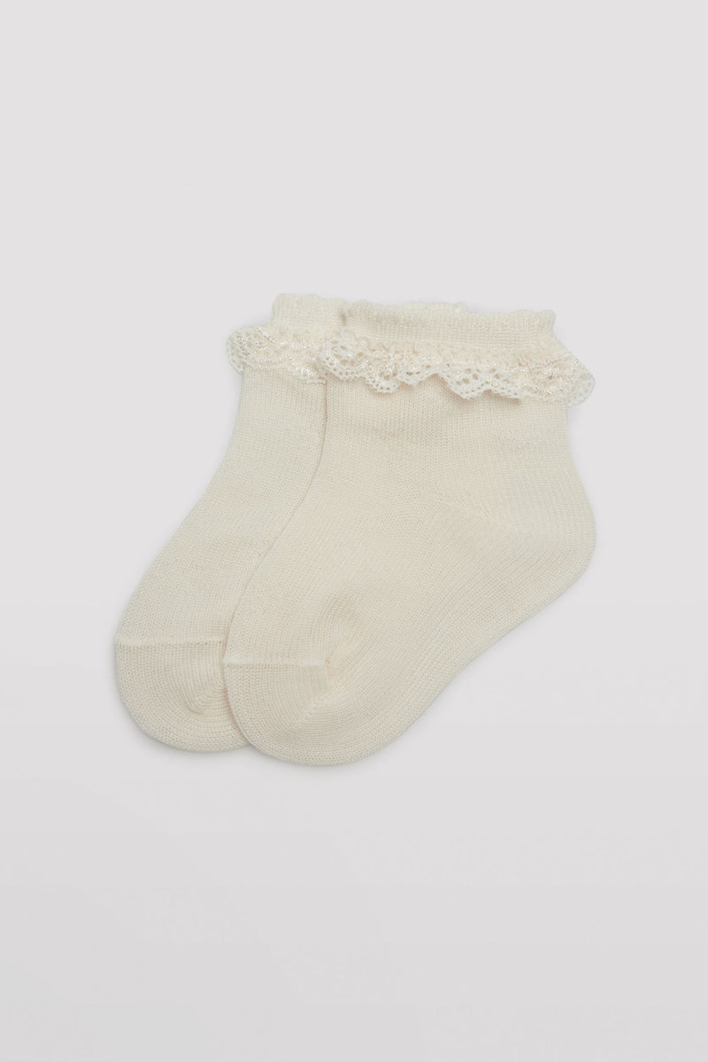 Children's ceremony socks with ivory lace