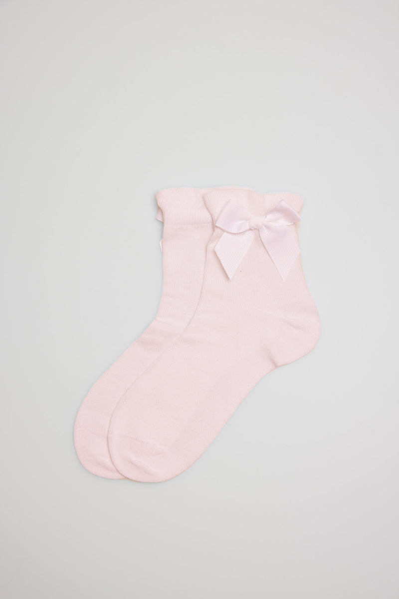 Calcetines infantiles de ceremonia lazada en rosa