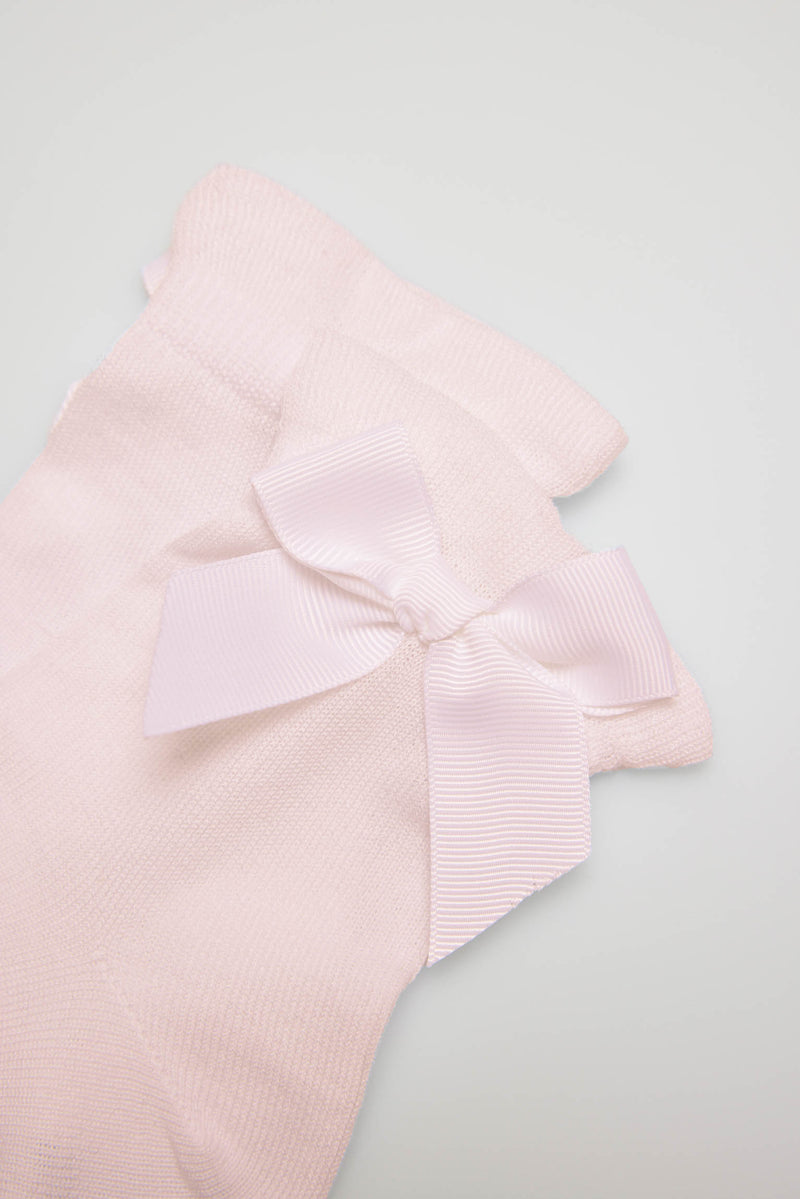 Calcetines infantiles de ceremonia lazada en rosa