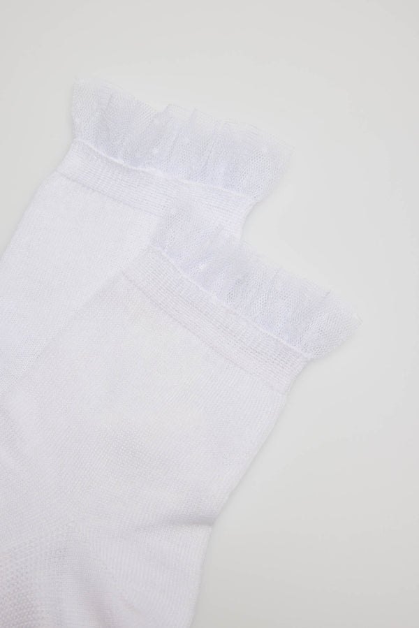 Calcetines infantiles de ceremonia puño con detalles blanco
