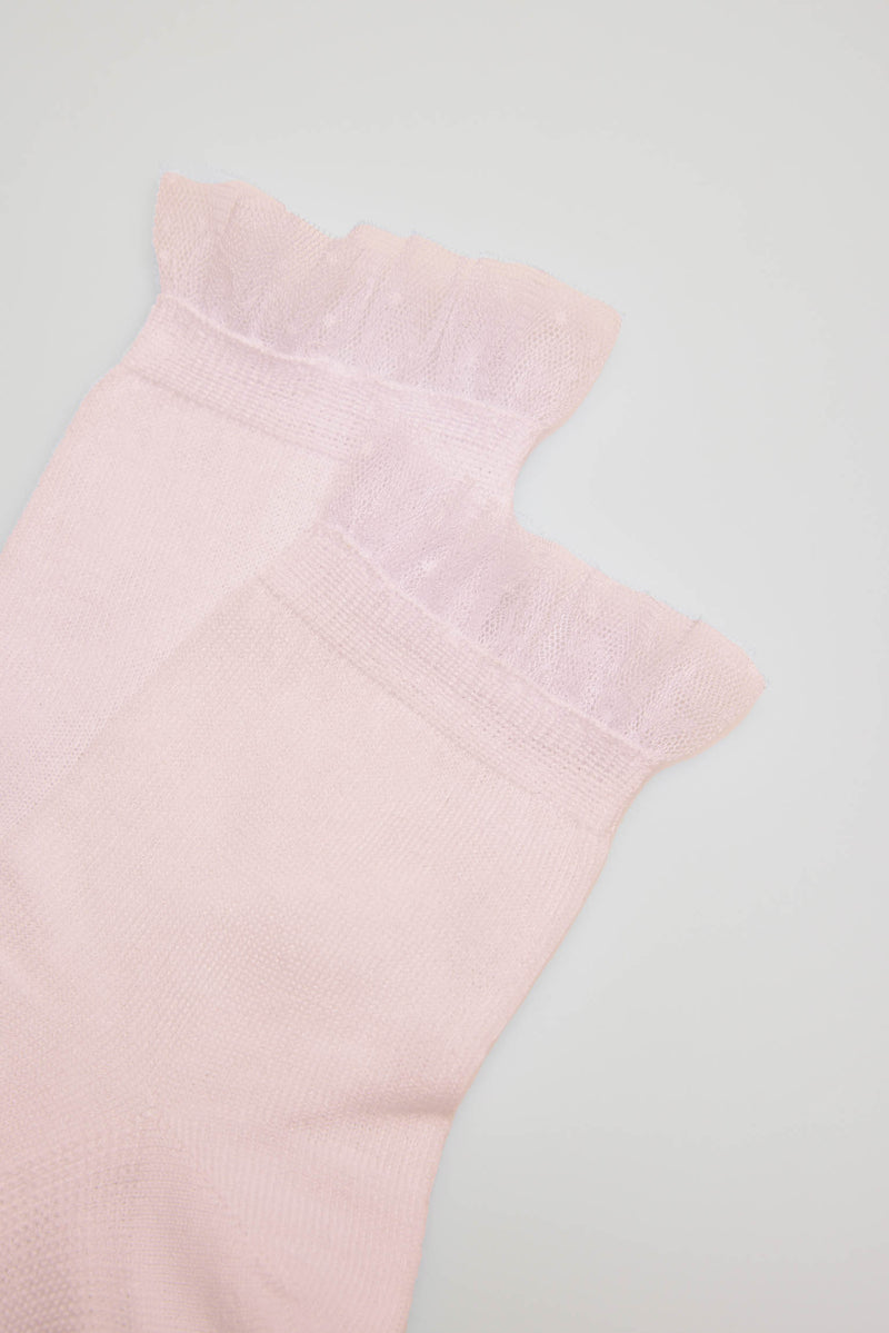 Calcetines infantiles de ceremonia puño con detalles rosa