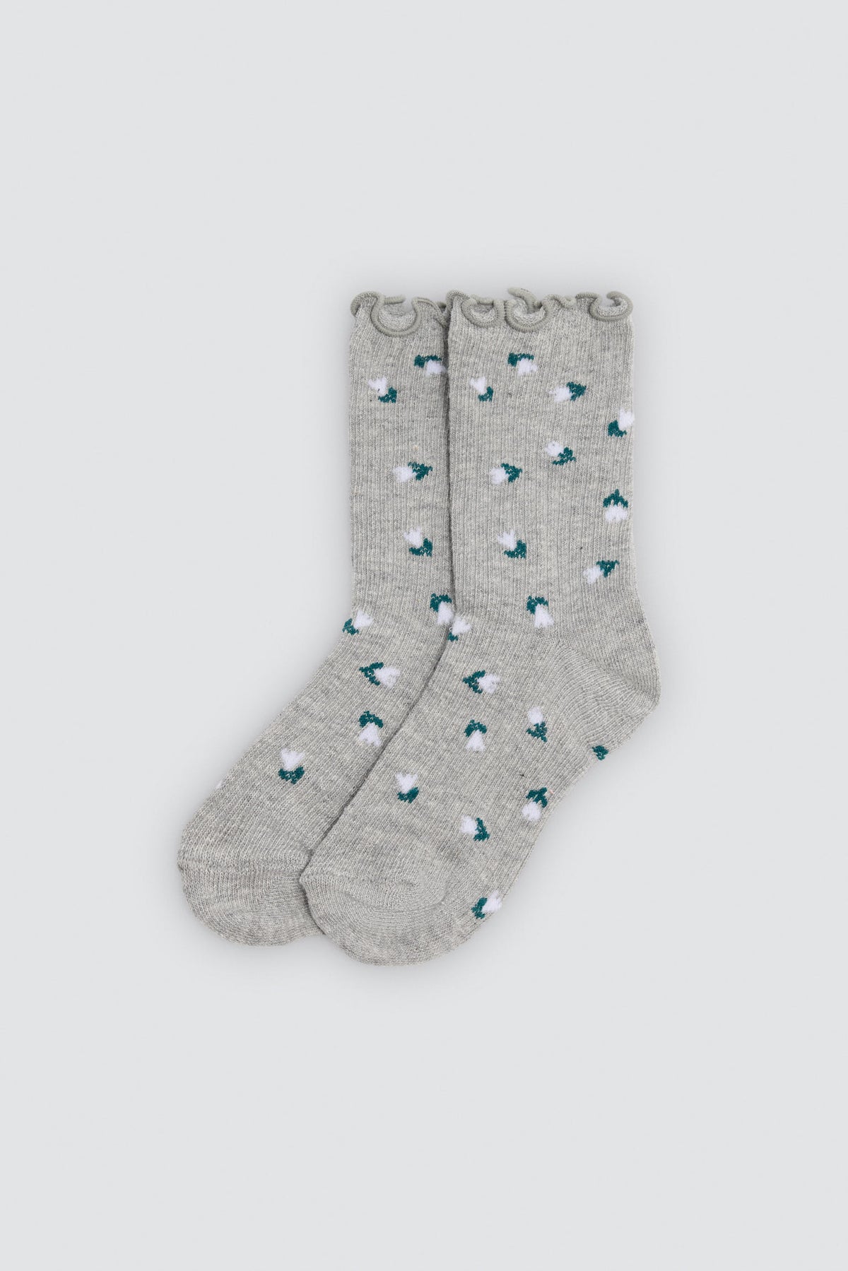 Pack 4 calcetines niña puño ondulado estampado flores