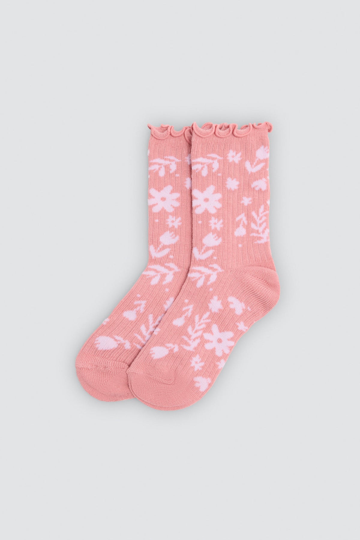 Pack 4 calcetines niña puño ondulado estampado flores