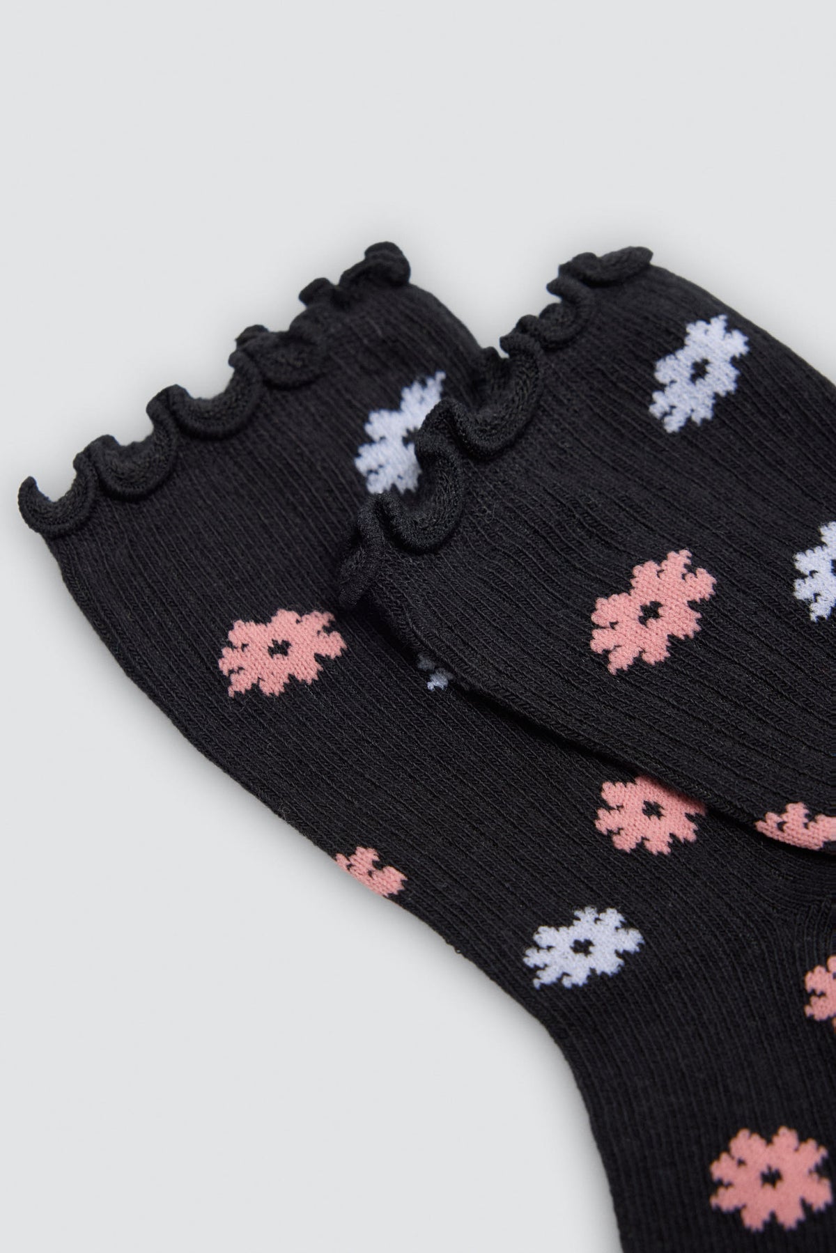 Pack 4 calcetines niña puño ondulado estampado flores