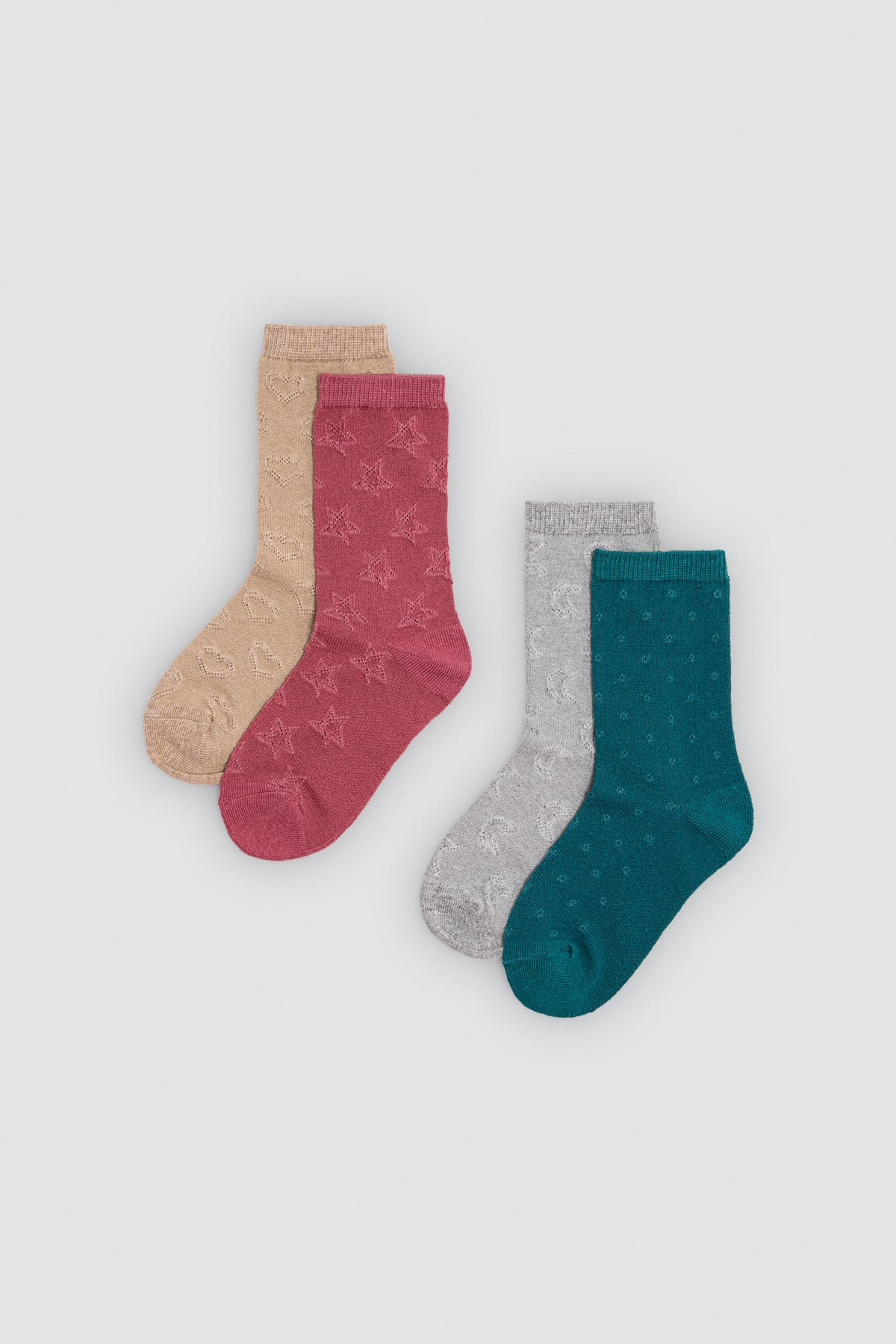 Pack 4 calcetines niña puño antipresión estampados variados