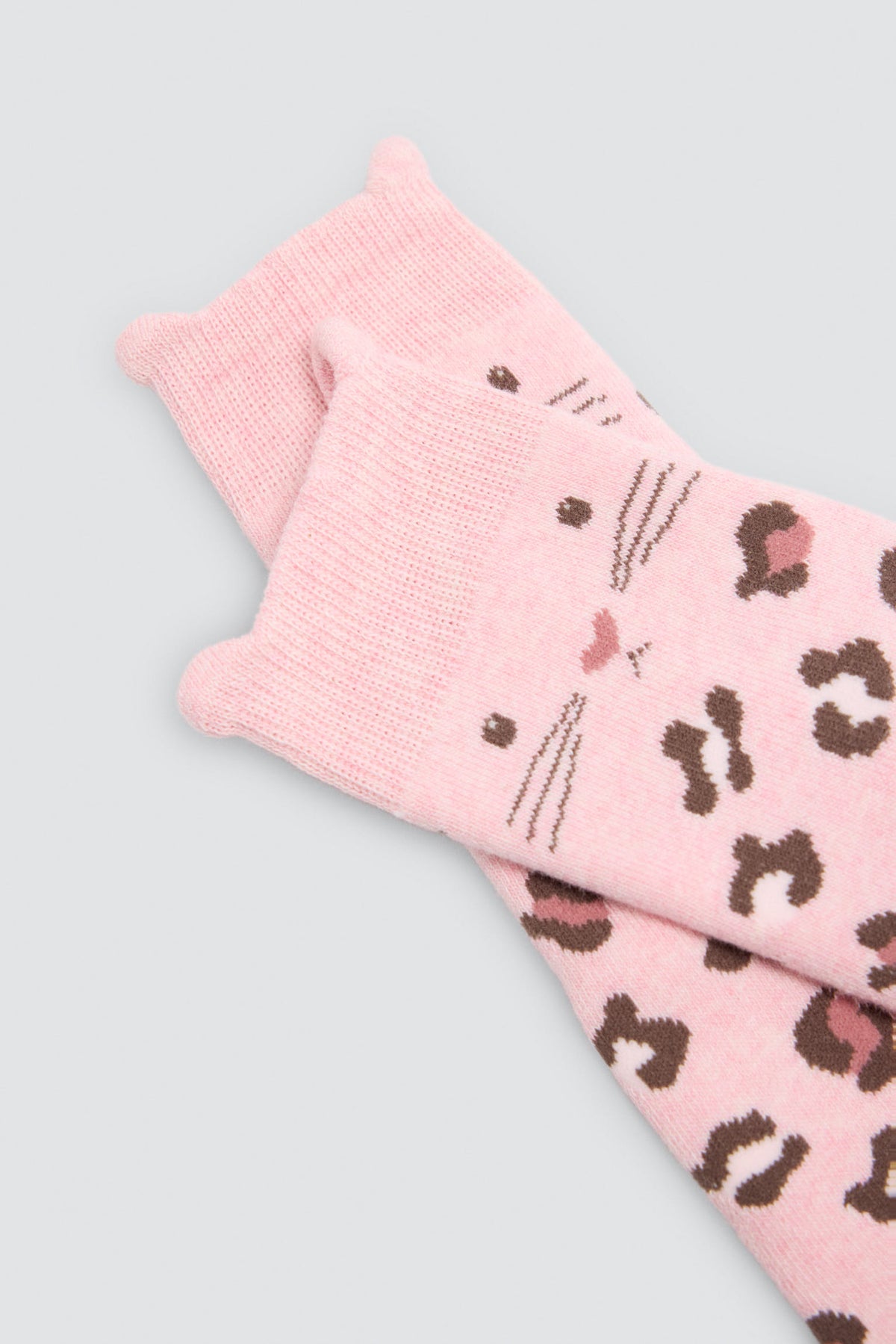 Pack 3 calcetines niña térmicos algodón detalle orejas gato estampado leopardo