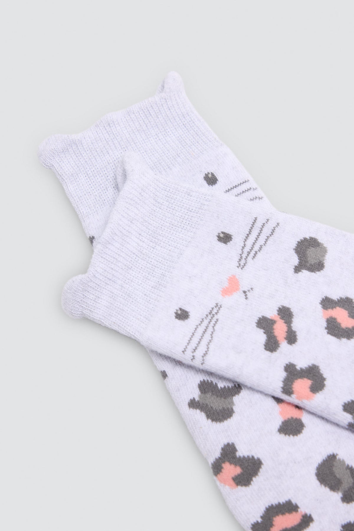 Pack 3 calcetines niña térmicos algodón detalle orejas gato estampado leopardo