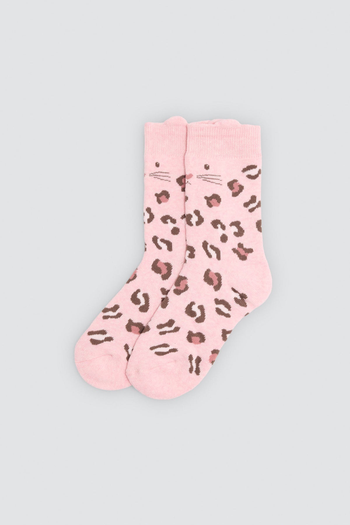 Pack 3 calcetines niña térmicos algodón detalle orejas gato estampado leopardo