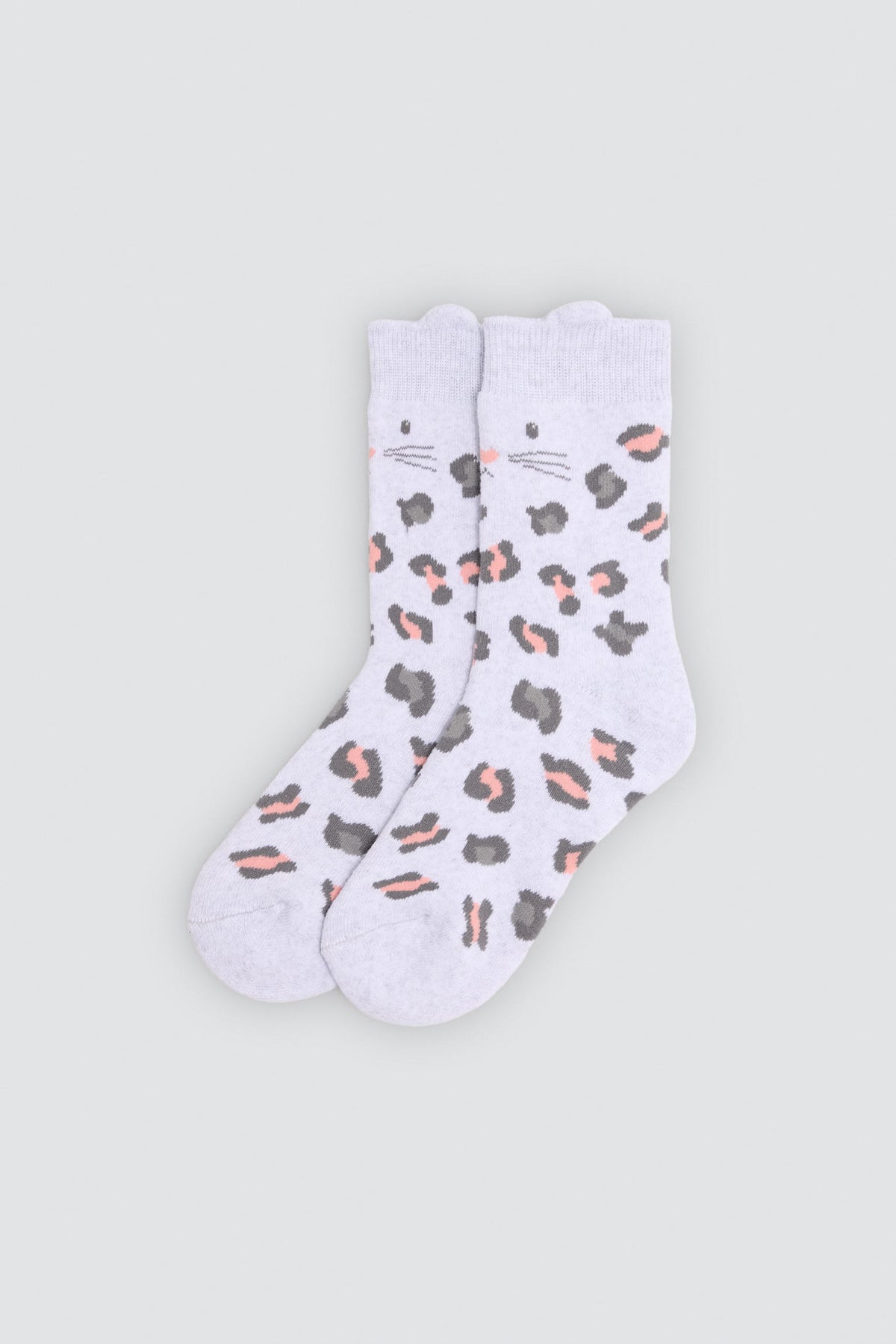 Pack 3 calcetines niña térmicos algodón detalle orejas gato estampado leopardo
