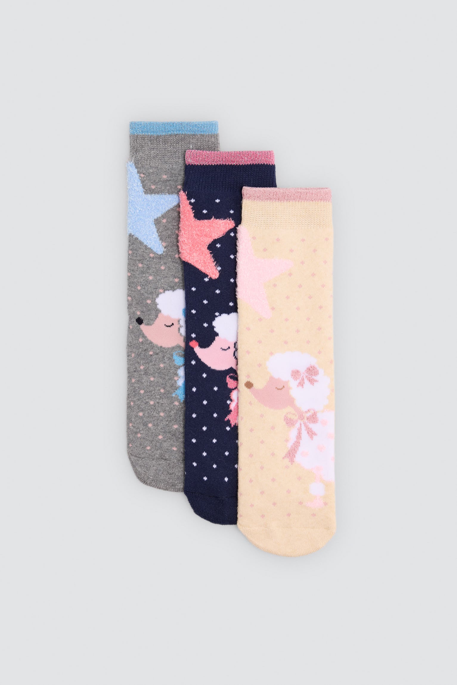 Pack 3 calcetines niña térmicos antidelizantes estampado perro caniche