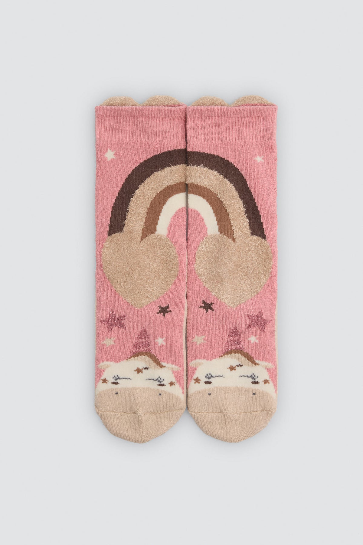 Pack 3 calcetines niña térmicos algodón antidelizantes estampado unicornios y arcoiris