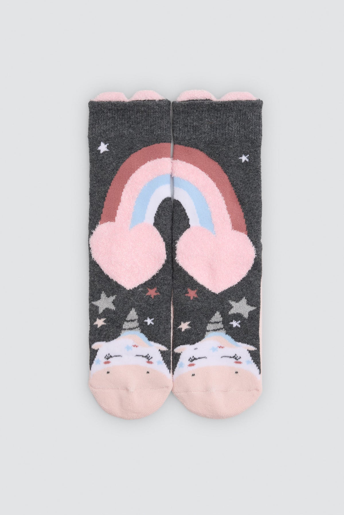 Pack 3 calcetines niña térmicos algodón antidelizantes estampado unicornios y arcoiris
