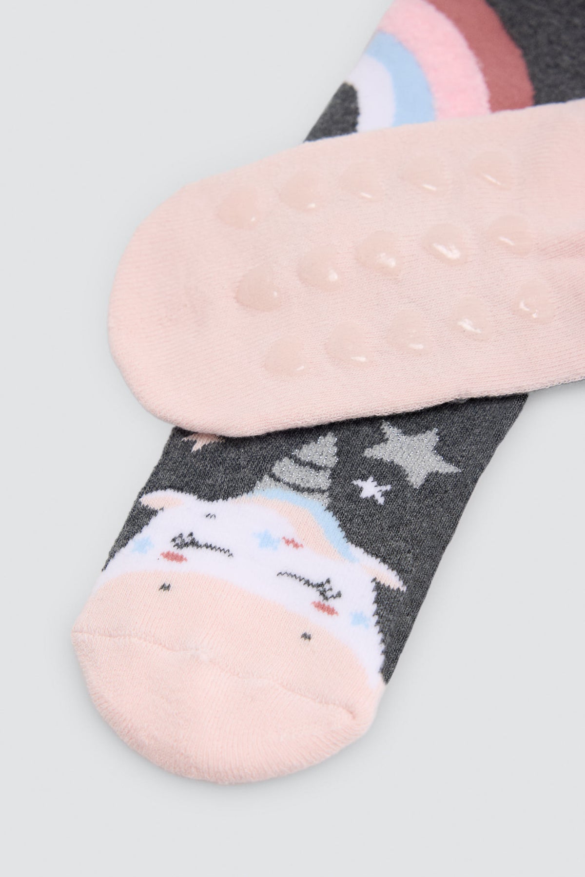 Pack 3 calcetines niña térmicos algodón antidelizantes estampado unicornios y arcoiris