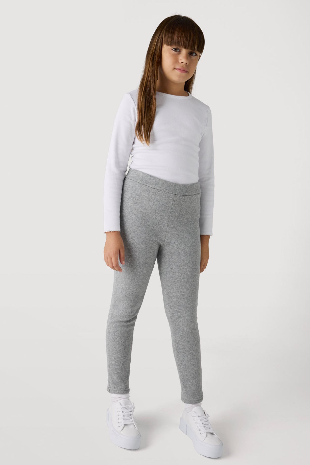 Leggings de niña térmicos de algodón gris