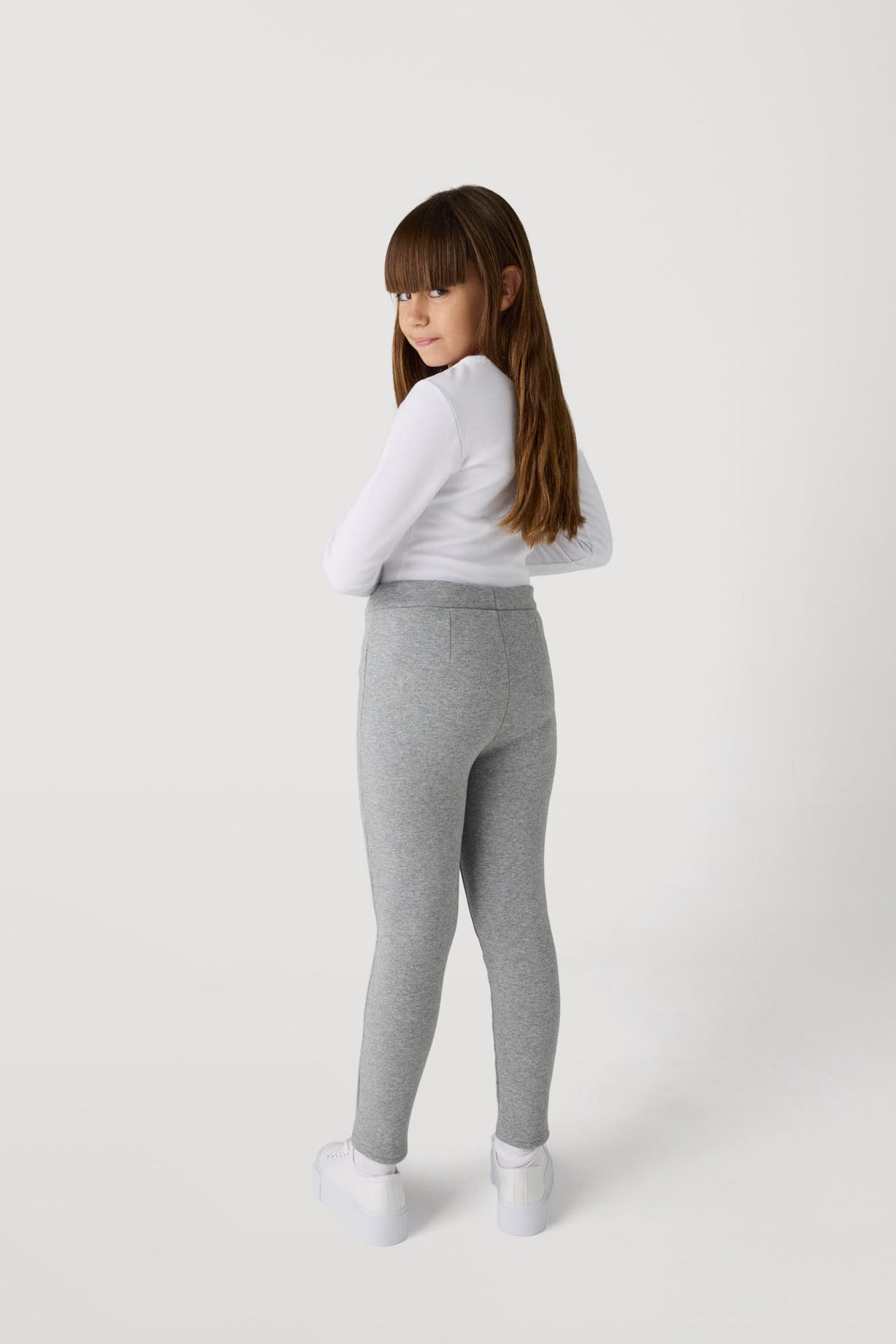 Leggings de niña térmicos de algodón gris