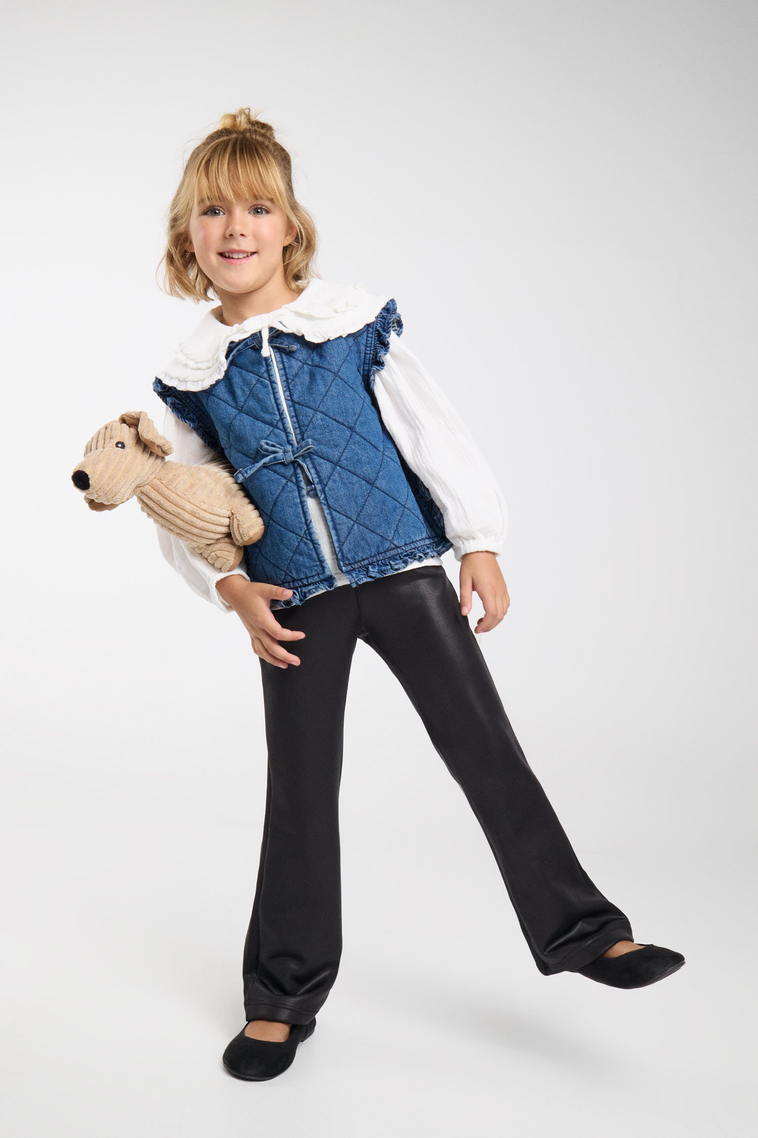 TÉRMICO Pantalón afelpado niña efecto piel flare negro