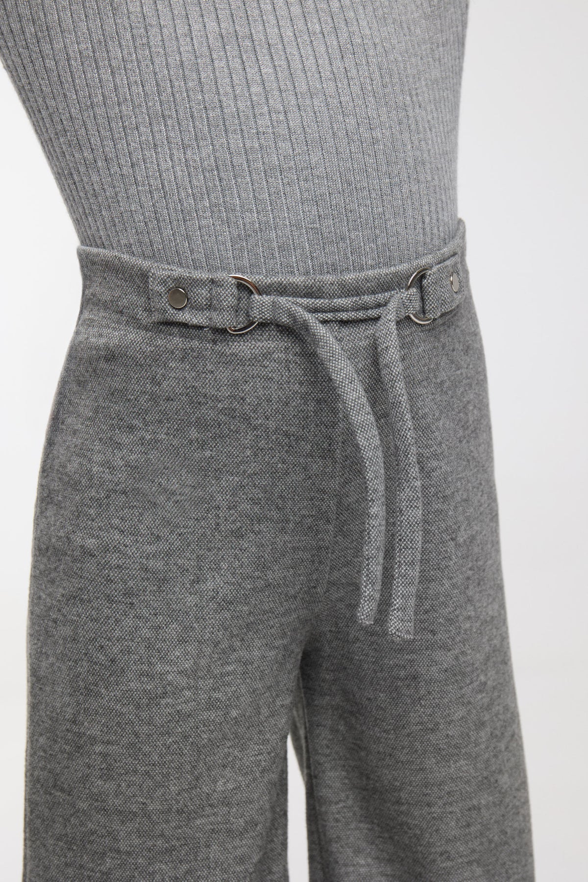 Pantalón ancho niña jaspeado gris melange