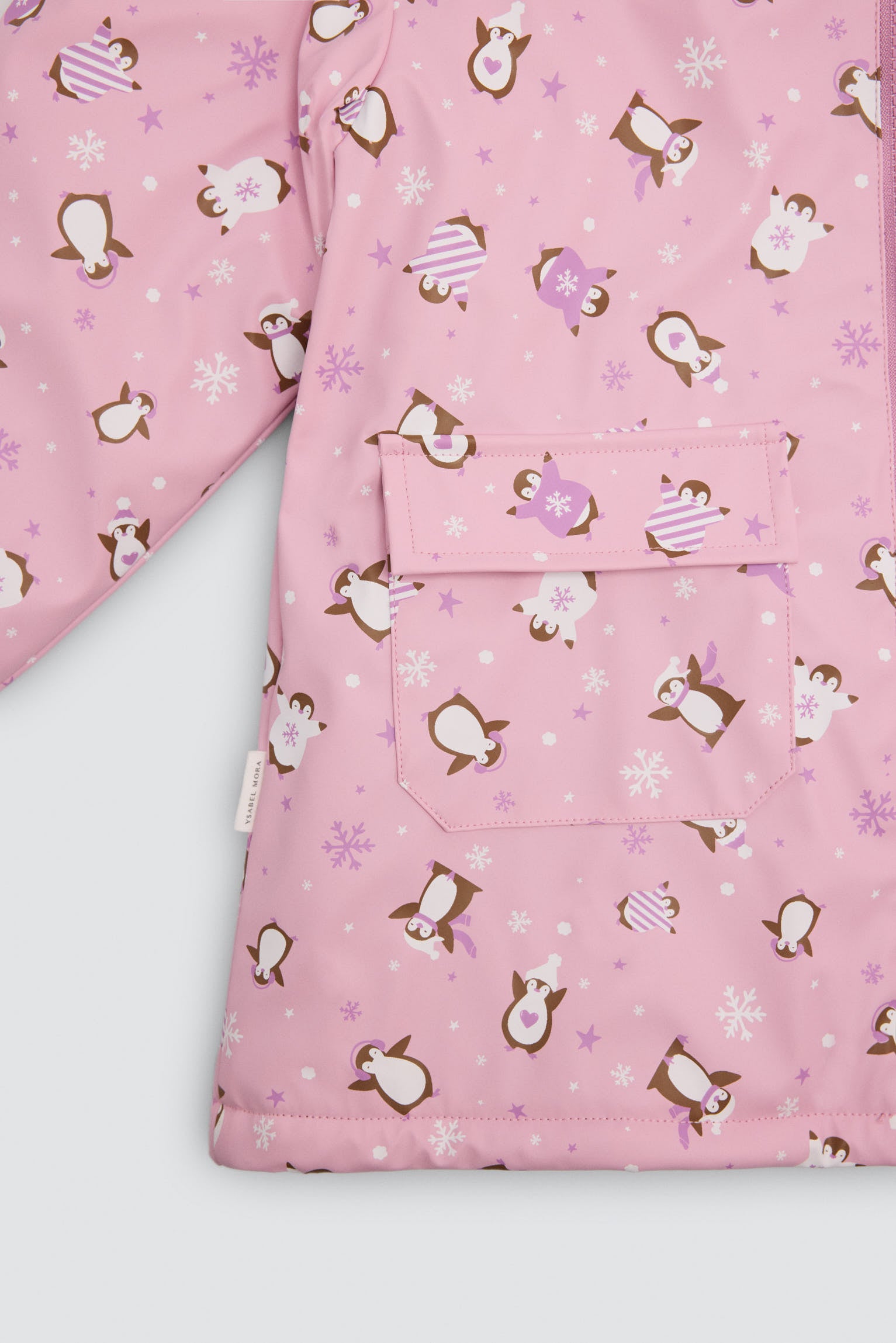 PREVENTA Chubasquero niña forro polar estampado pingüinos
