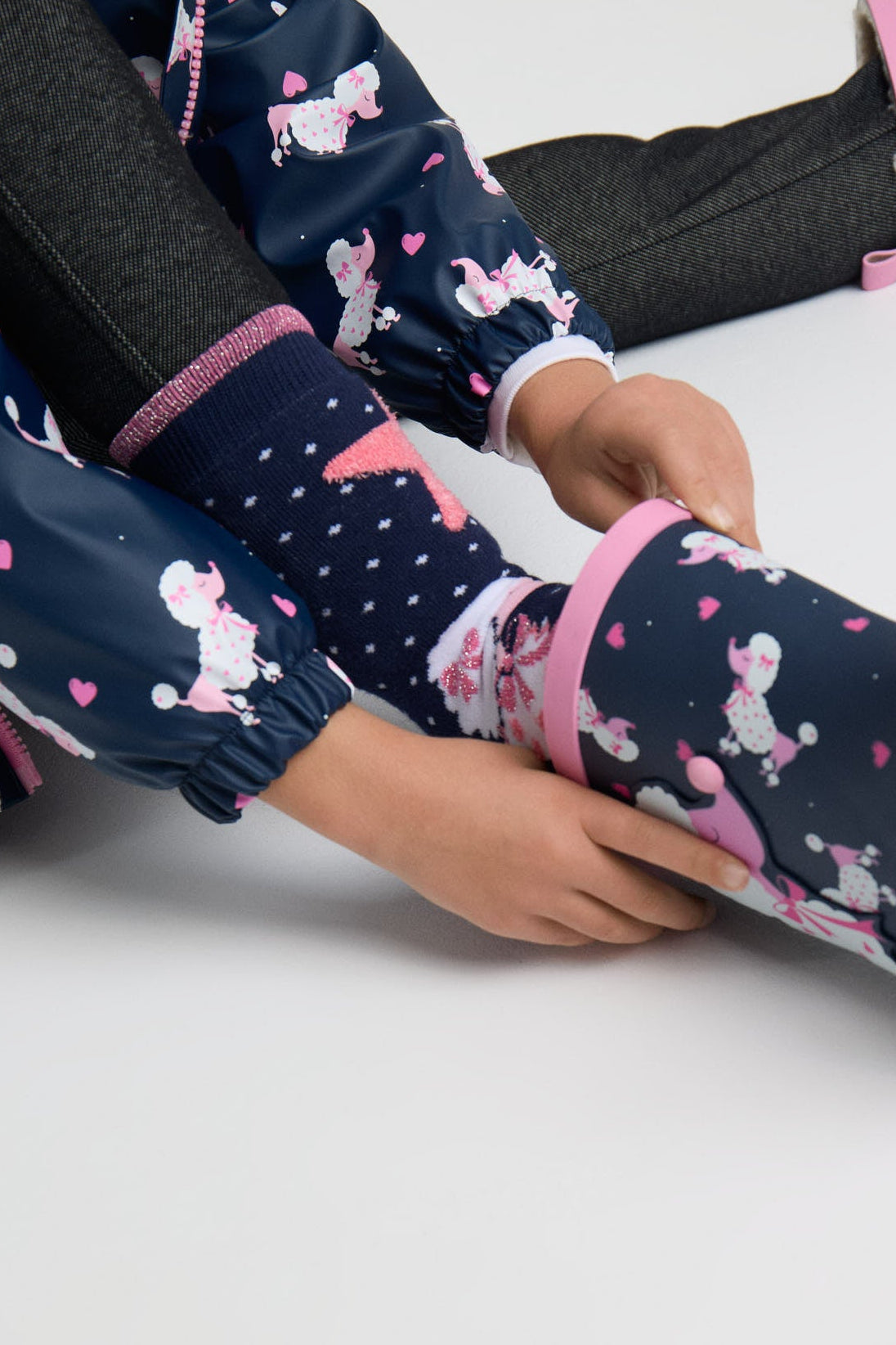Pack 3 calcetines niña térmicos antidelizantes estampado perro caniche