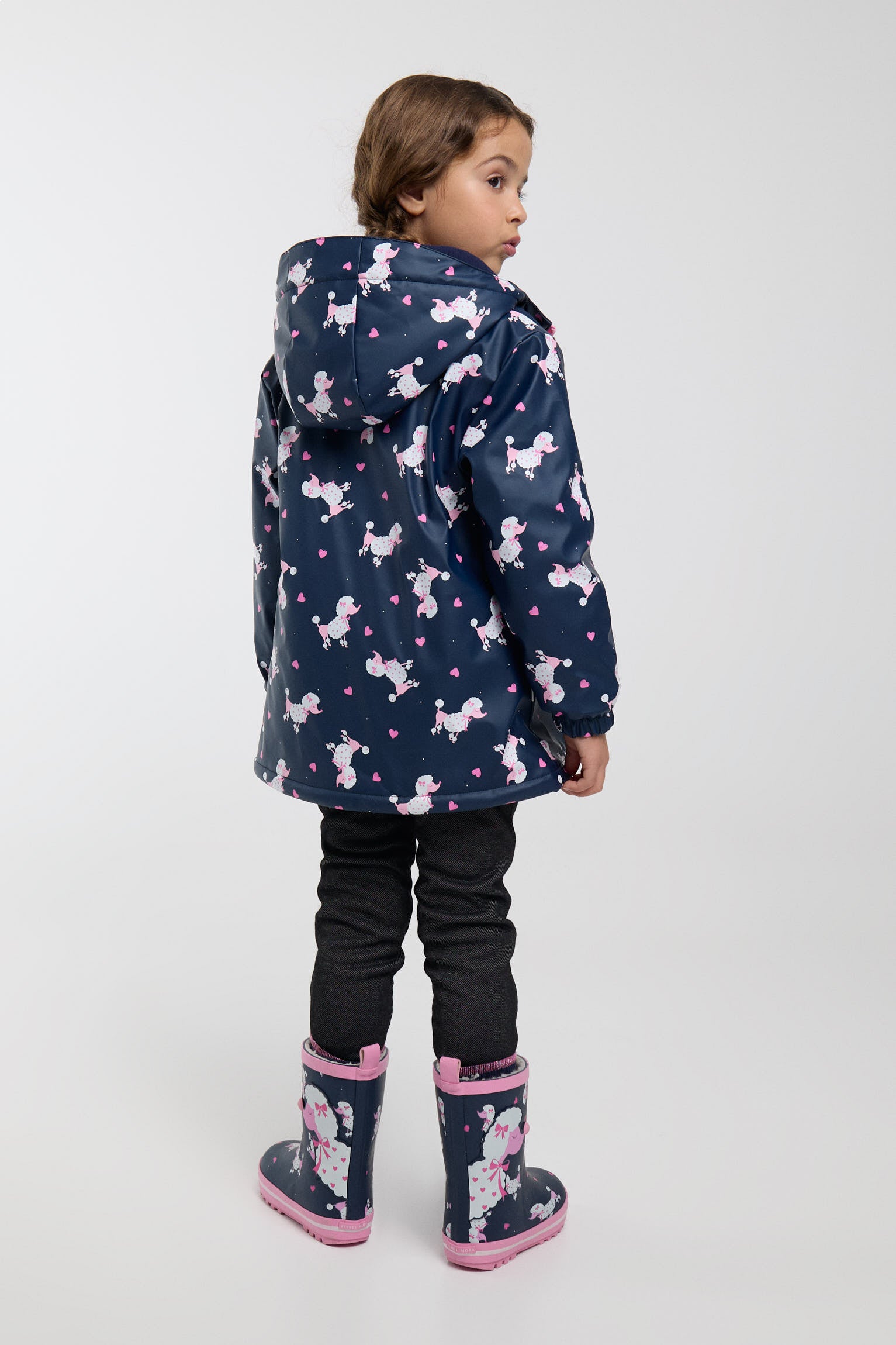 Chubasquero niña  forro polar estampado caniches