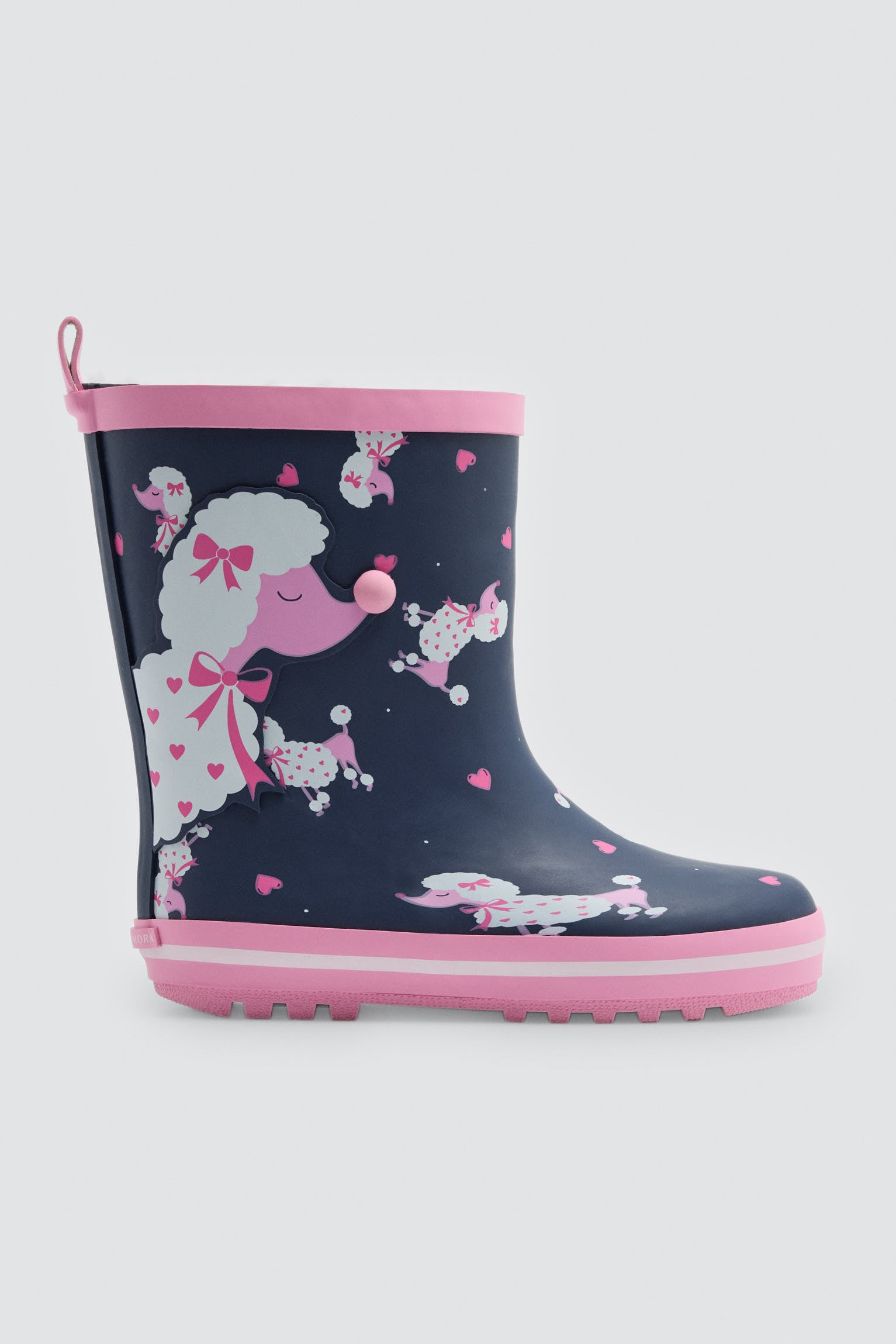 Botas de agua niña forro borreguito estampado caniche