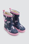 Botas de agua niña forro borreguito estampado caniche