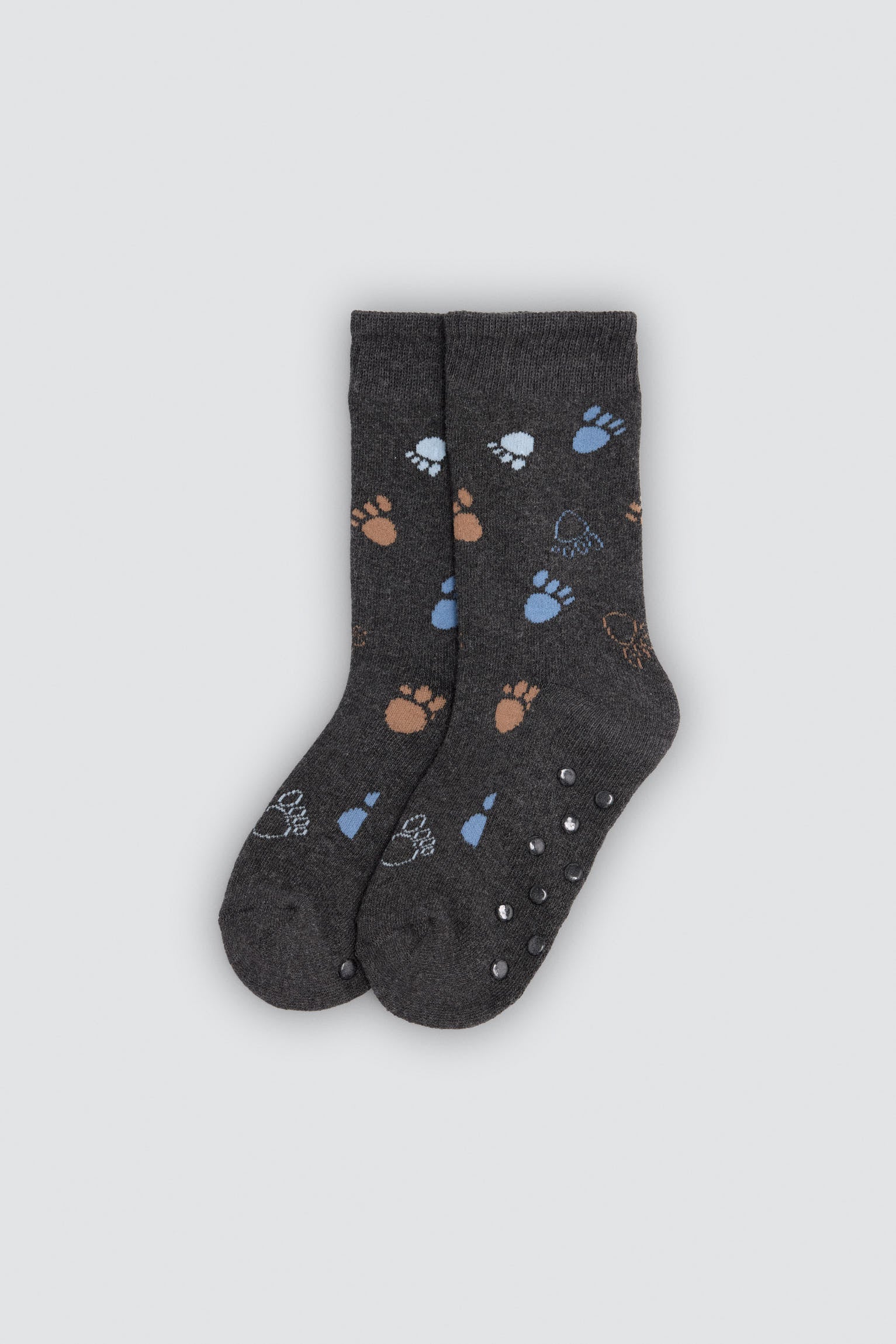 Pack 3 calcetines niño térmicos antideslizantes estampado dinosaurios y huellas