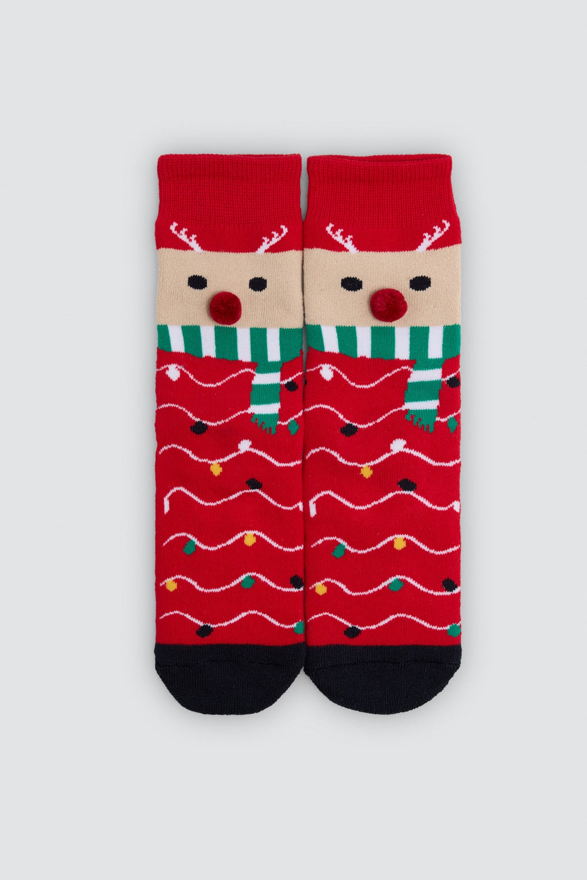 Pack 2 calcetines infantiles algodón navidad estampado renos y pingüinos