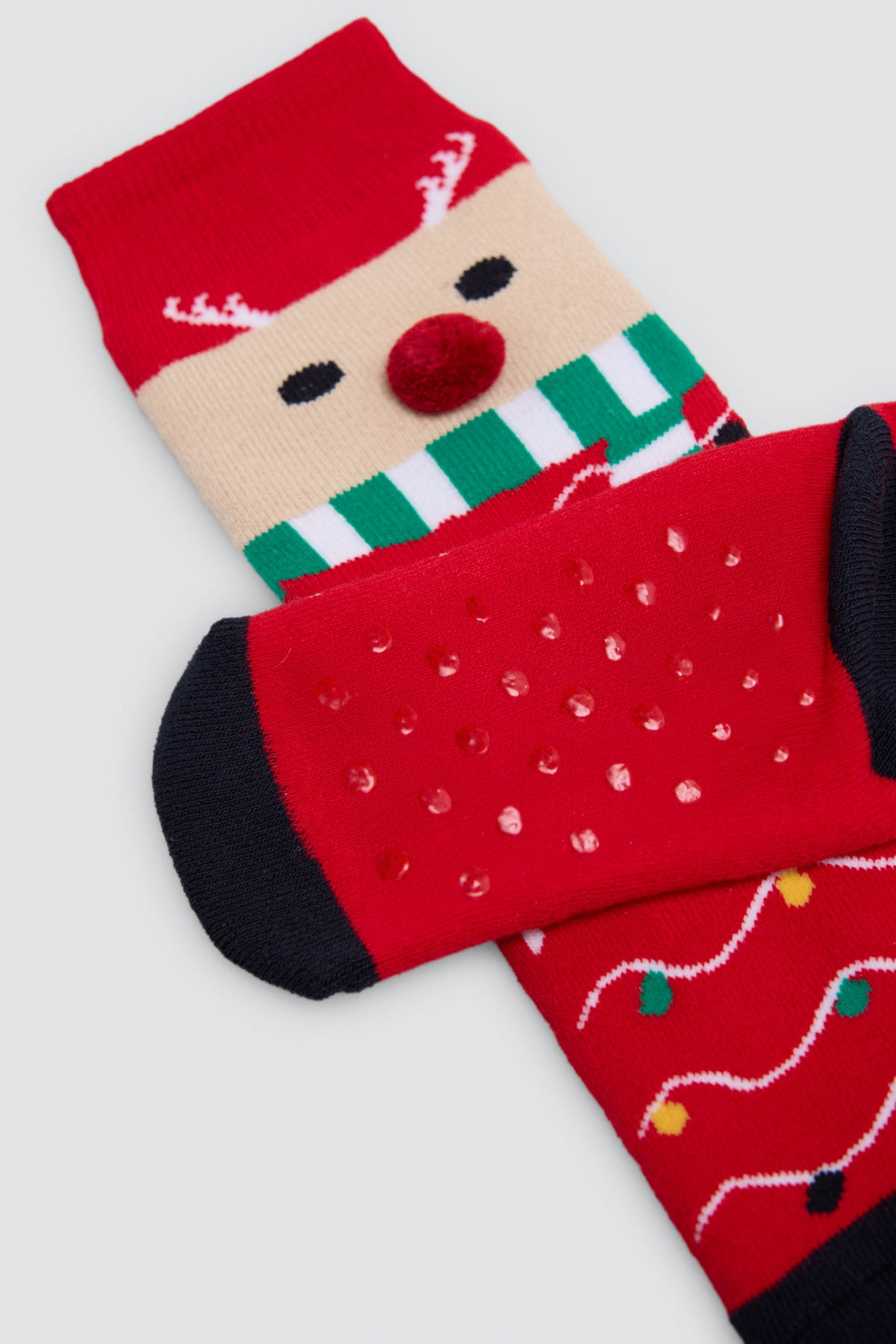 Pack 2 calcetines infantiles algodón navidad estampado renos y pingüinos