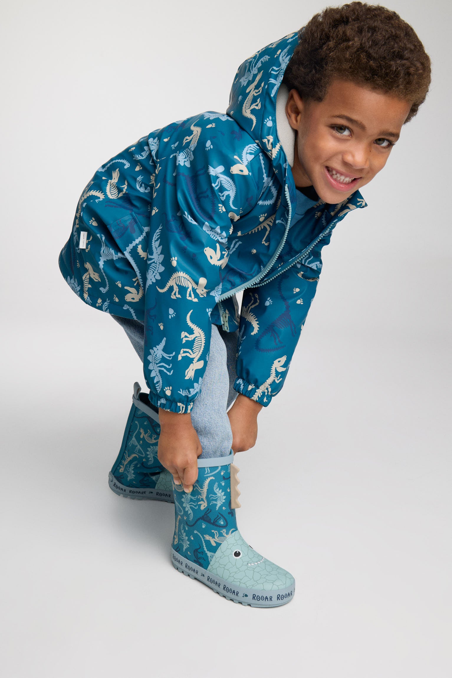 Botas de agua niño detalles 3D estampado dinosaurios