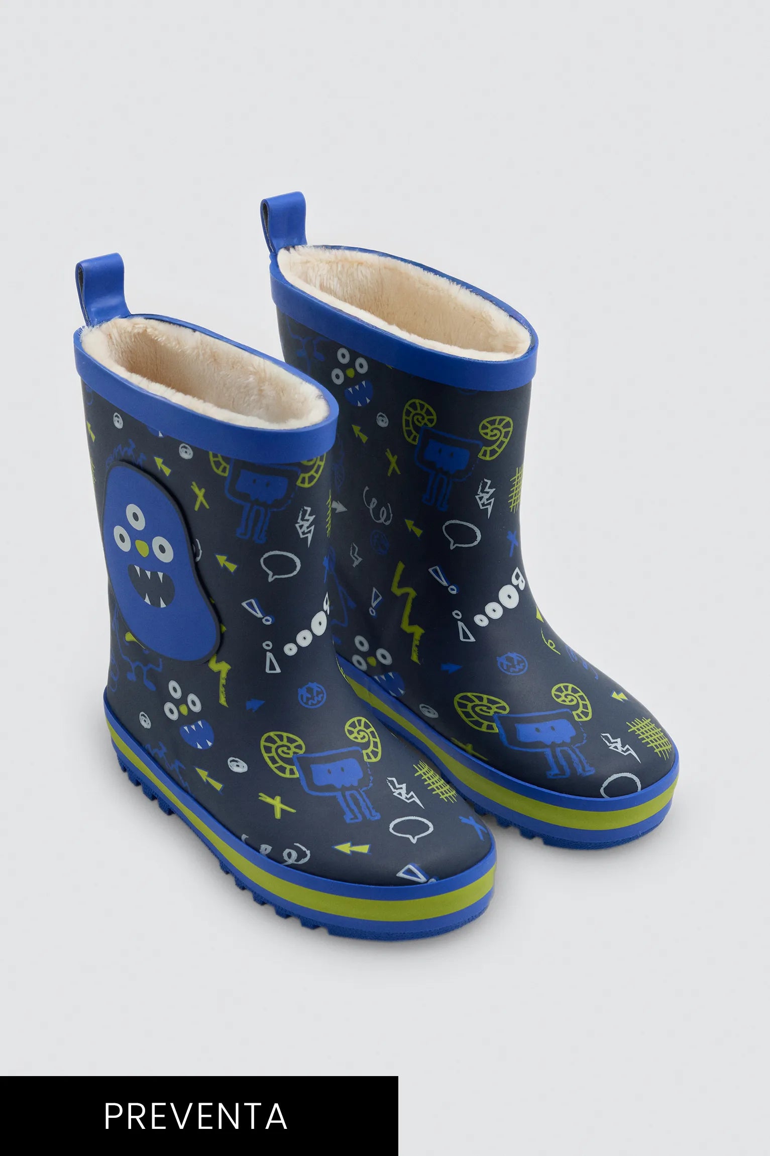PREVENTA Botas de agua niño forro borreguito estampado monstruos