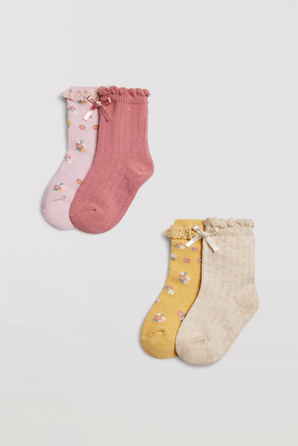 2 pares calcetines térmicos recién nacido Explore rosa