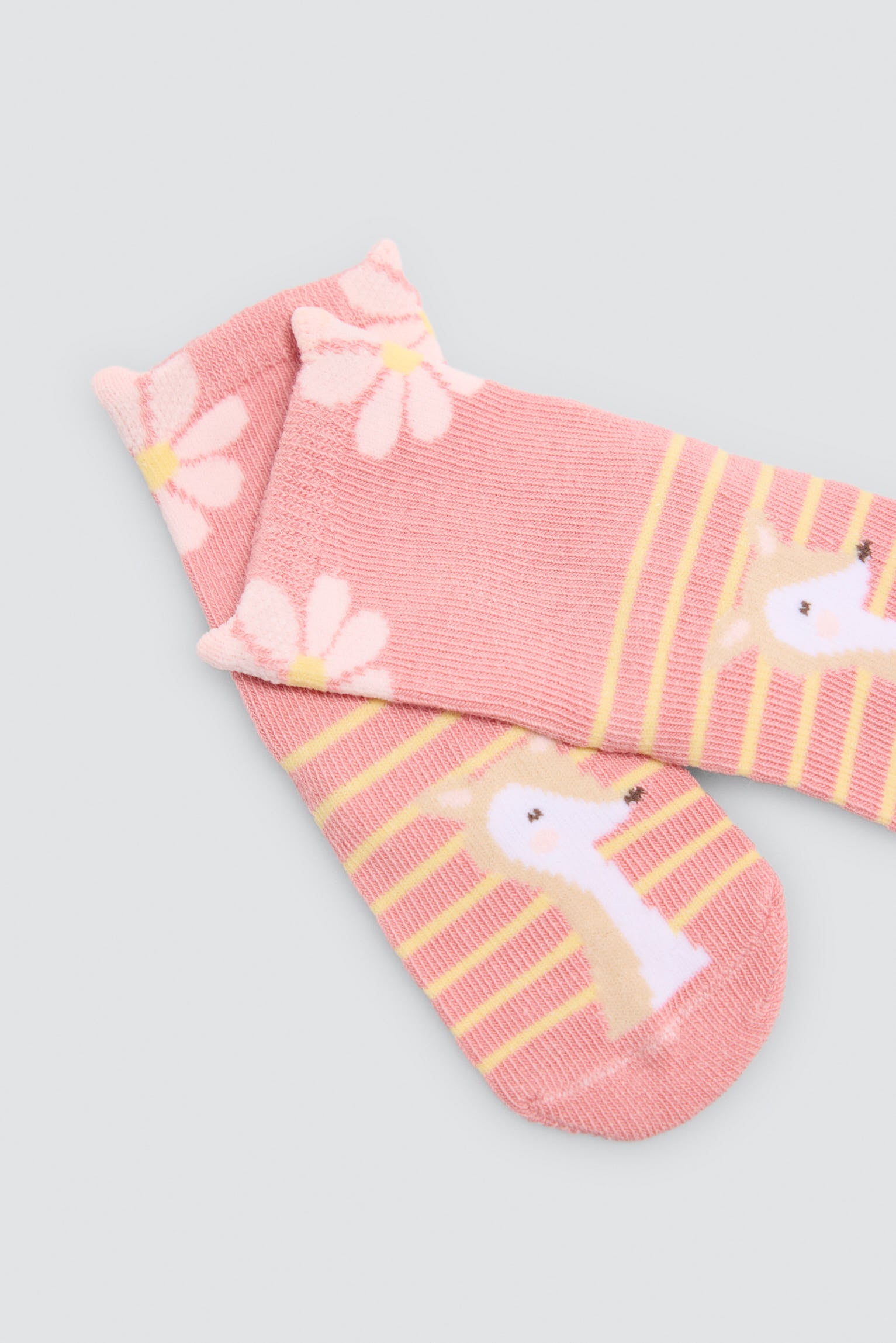 Pack 4 calcetines bebé estampado flores y zorros