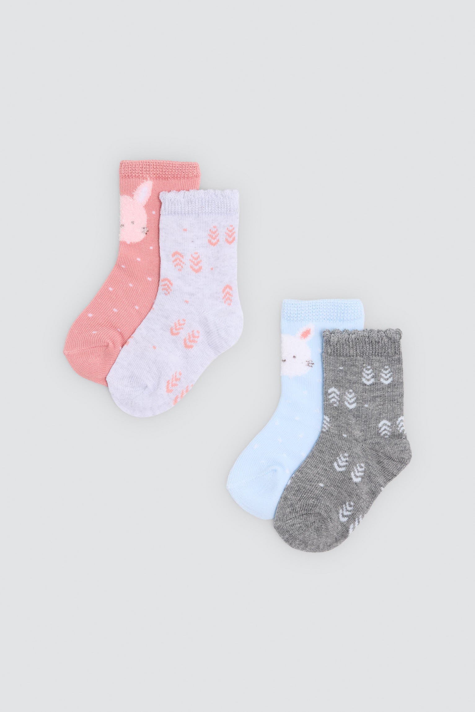 Pack 4 calcetines bebé estampados divertidos conejos