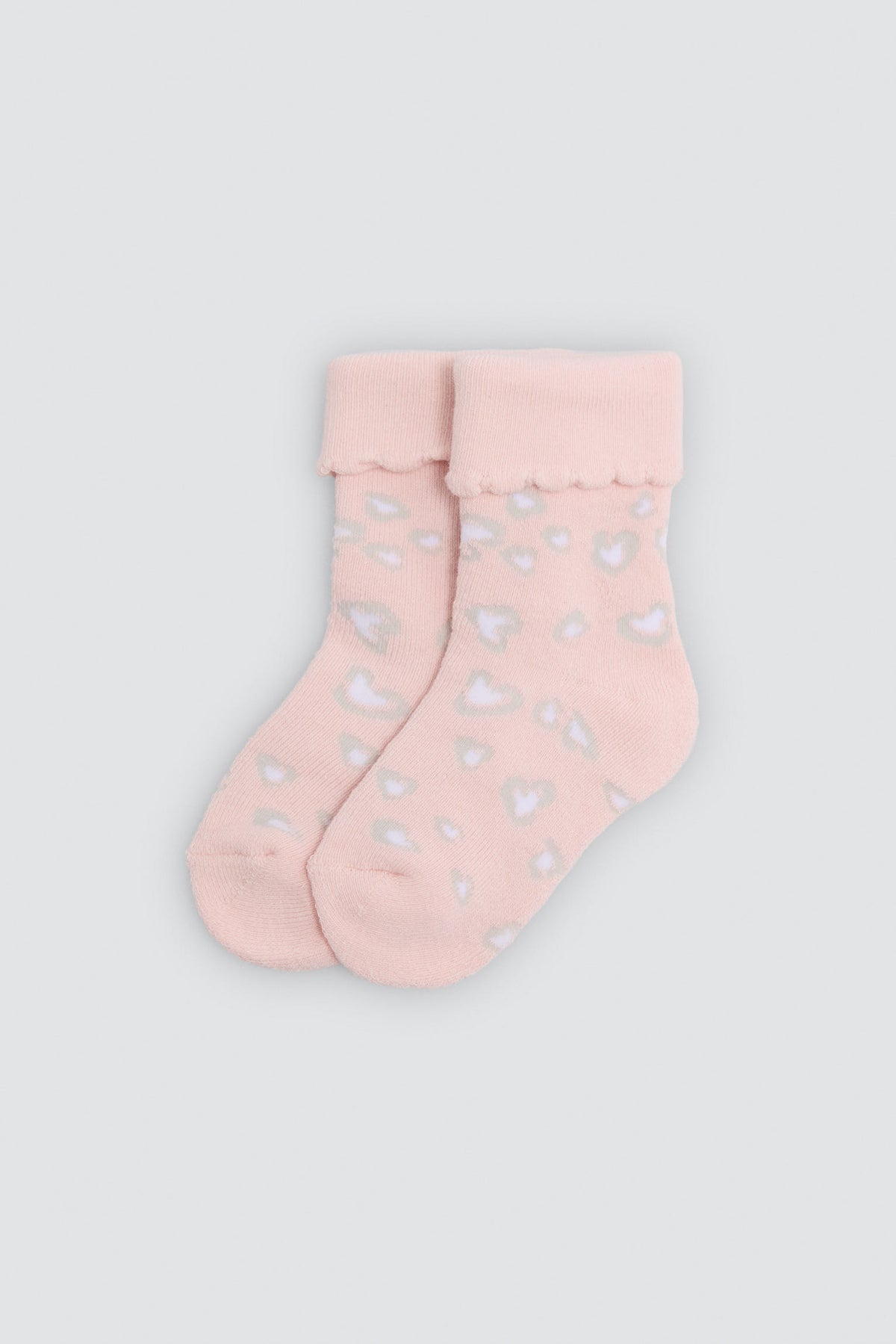 Pack 4 calcetines bebé térmicos puño doblado algodón estampado frutas y corazones