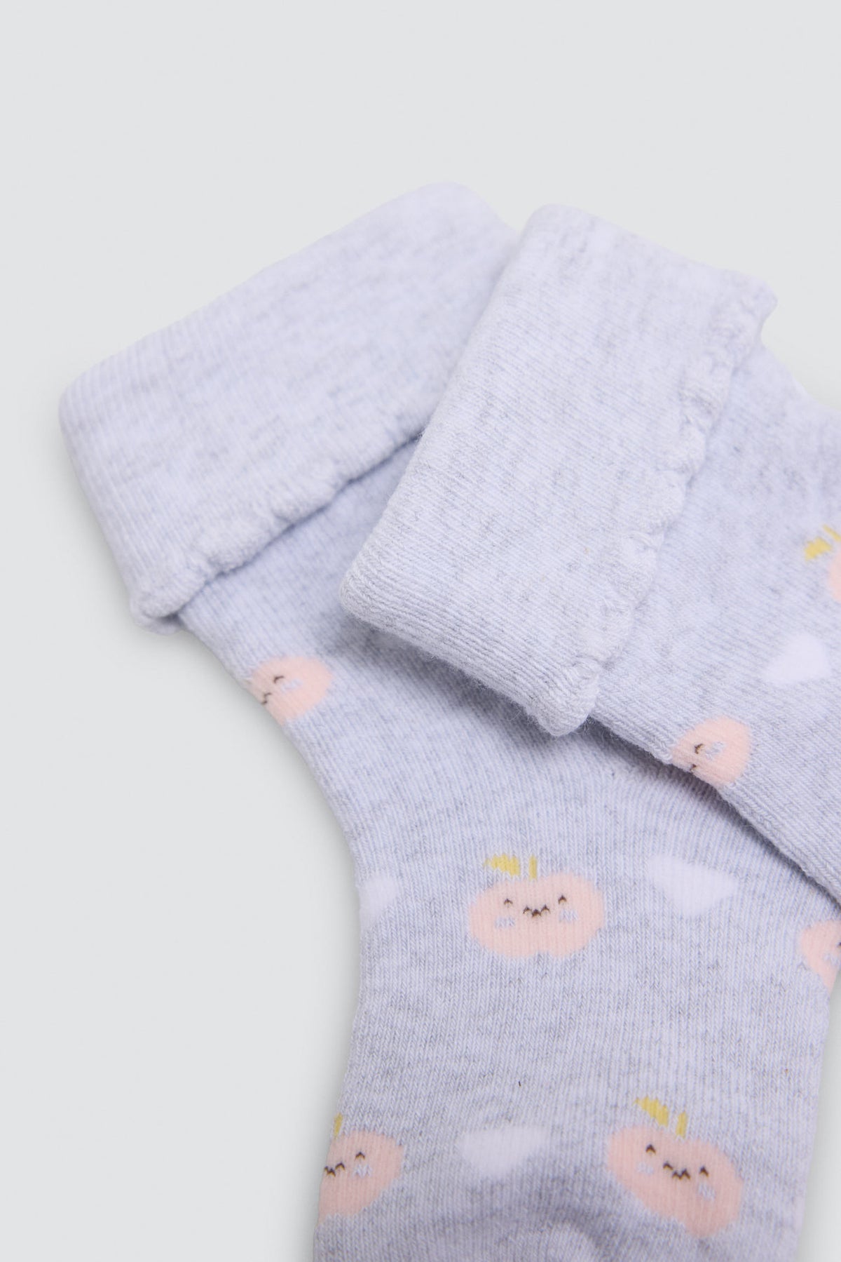 Pack 4 calcetines bebé térmicos puño doblado algodón estampado frutas y corazones
