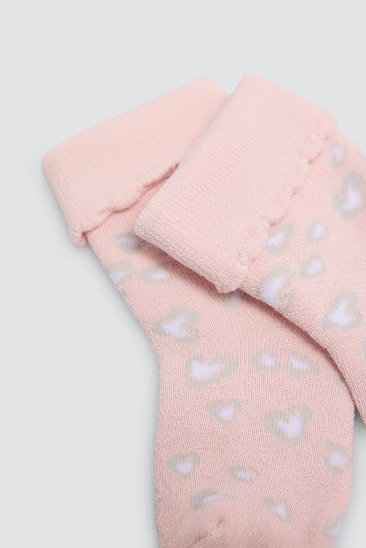 Pack 4 calcetines bebé térmicos puño doblado algodón estampado frutas y corazones
